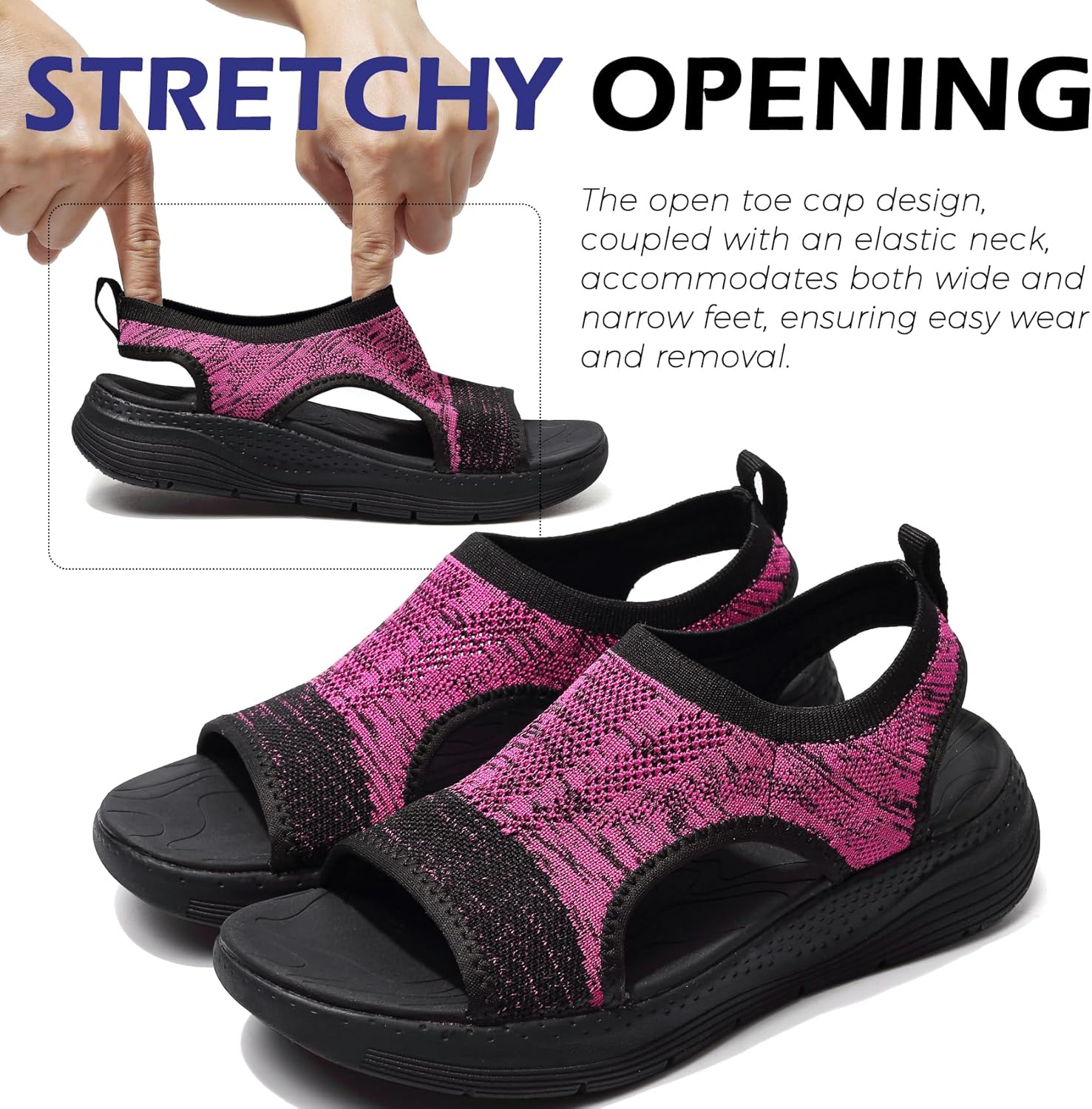 DimaiGlobal Women's Walking Sandals Arch Support Orthotic Comfort Slip-On Sport Sandals Open-Toe Platform Sandals for Plantar Fasciitis Summer Beach Casual - Image 3