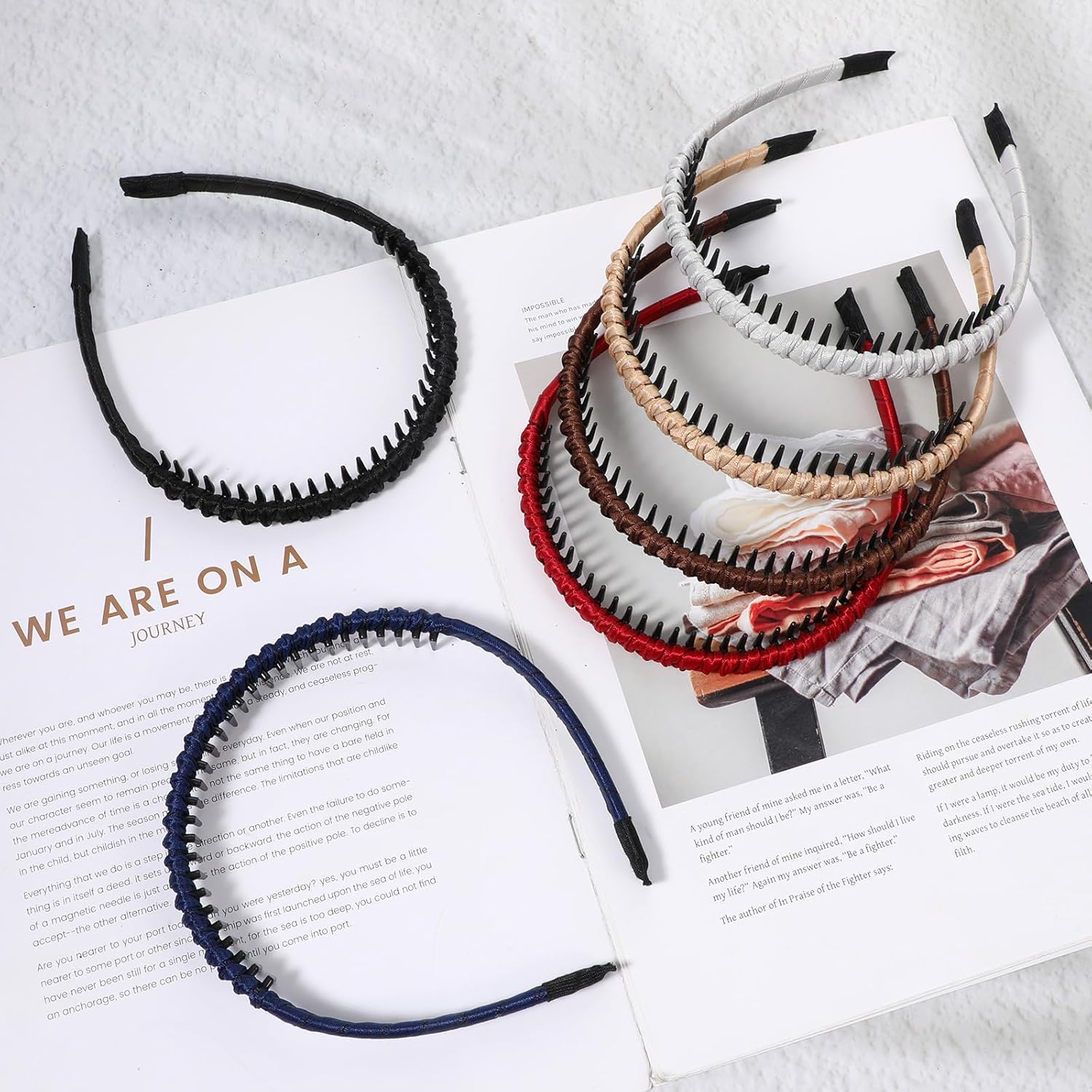 Sibba トレンディ ノンスリップ ヘッドバンド 女性用 6個 ファッショナブルなヘアバンド 歯の布付き ヘッドバンド スタイリン