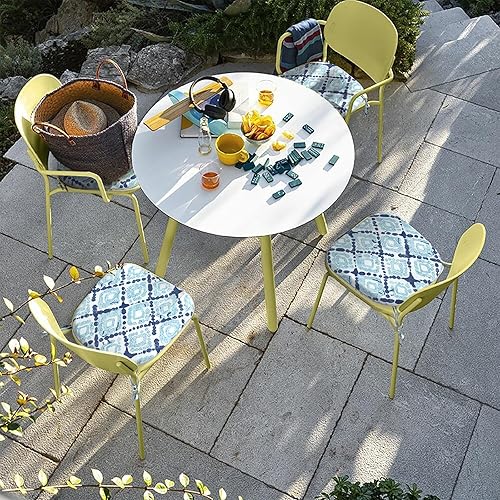 Miniatura 5 de LVTXIII Juego de 4 cojines para sillas de exterior, cojines de asiento de patio de 16 x 17 pulgadas de ancho con lazos, almohadillas repelentes al