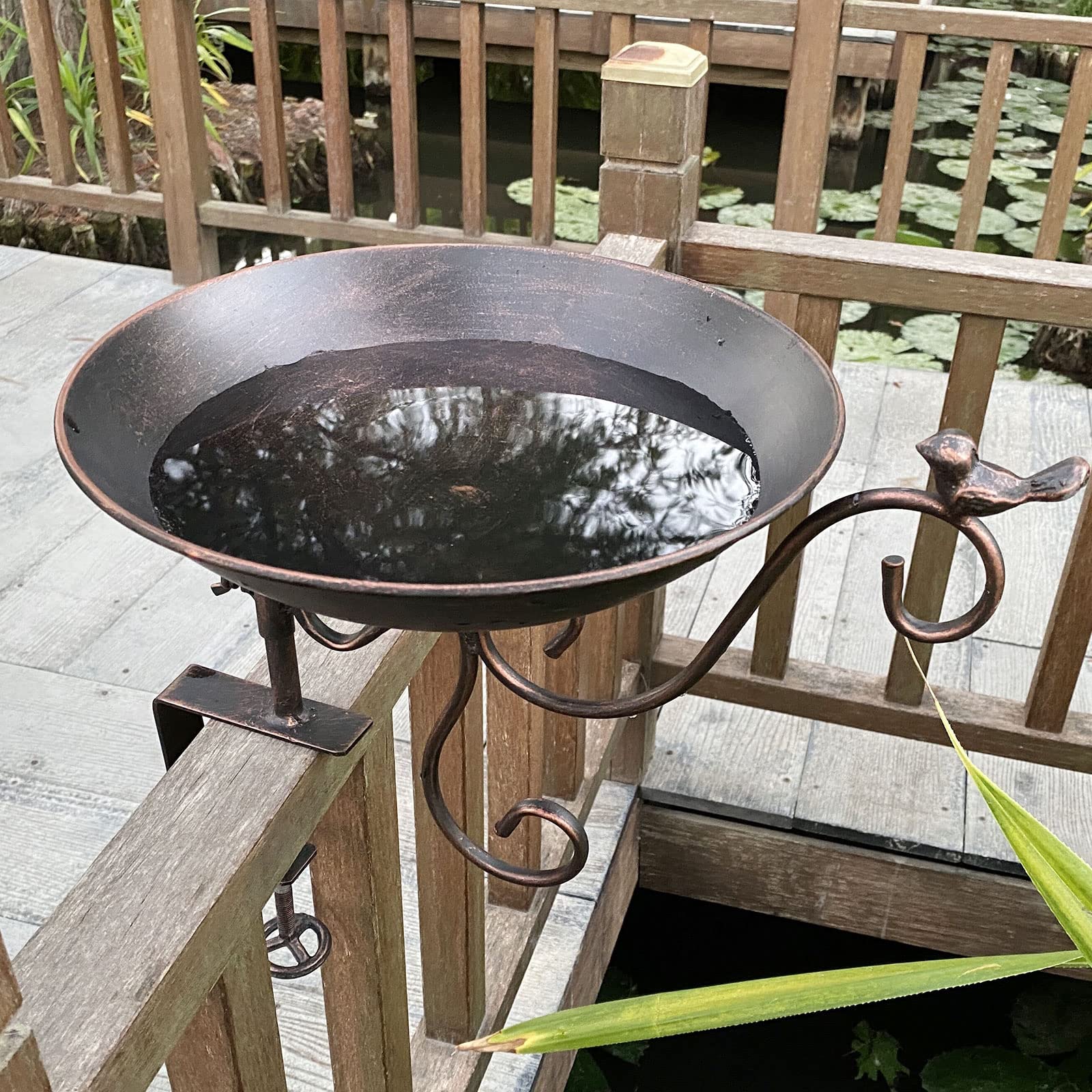 Bird Bath Railing Snapklik.com : HLQMFHT 11.2 Inchs Diam Deck Mounted Bird Bath,Metal ...