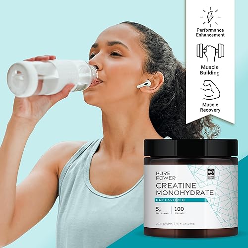 Miniatura 4 de Dr. Mercola Pure Power Monohidrato de creatina, sin sabor, 17.60 onzas, 100 porciones, sin OMG, sin gluten, sin soja, certificado NSF Sport