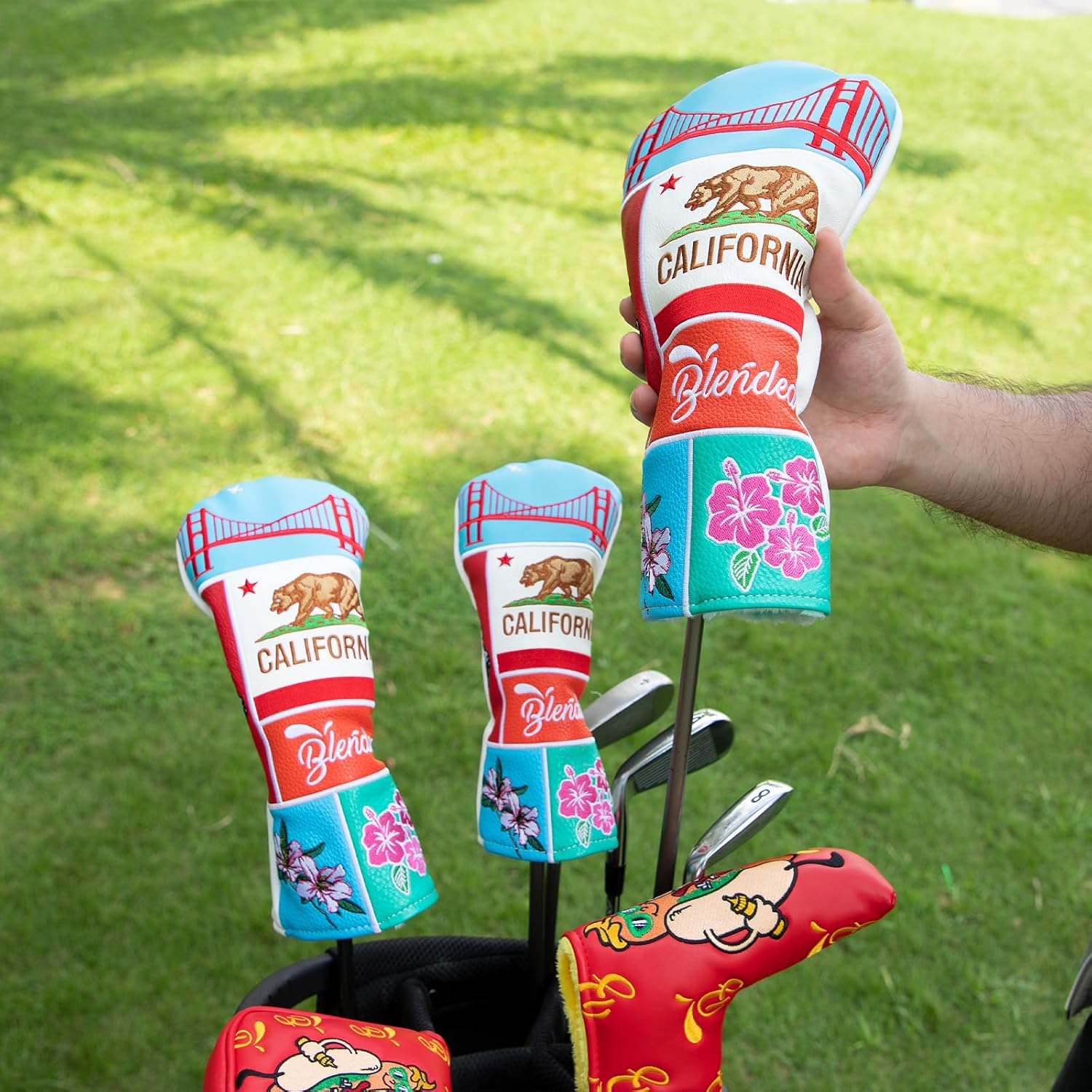 Golf Club Cover Multi-Element Exquisite Embroidery Driver Covers Fariway Wood Headcover Hybrid Head Covers Leather Golf Headcovers for Most Brand