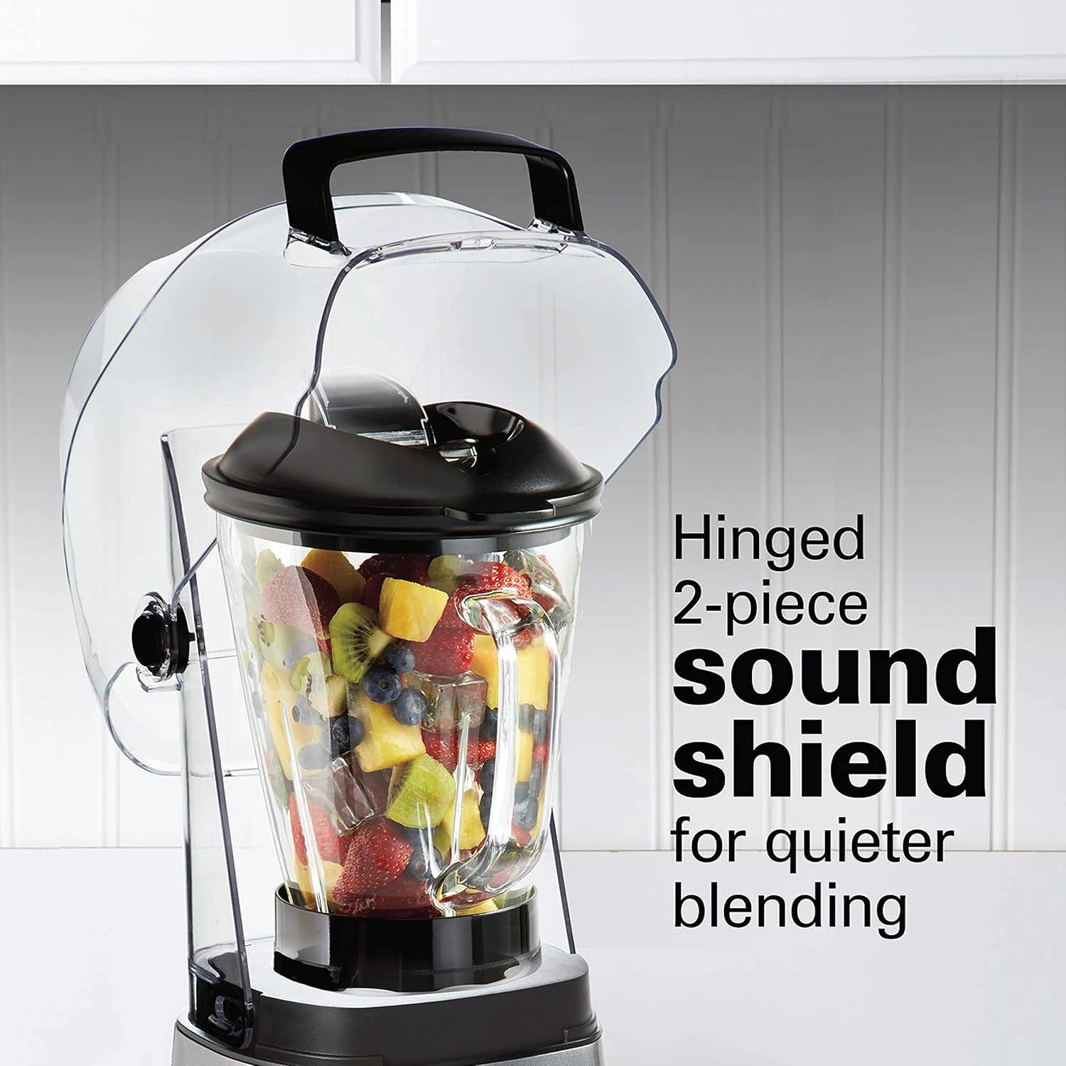 Hamilton Beach SoundShield 5-Speed Blender, 950 Watts, Ice Crush and Clean Programs, 52oz Glass + Portable Jars, Blends Food, Shakes and Smoothies (53602)
