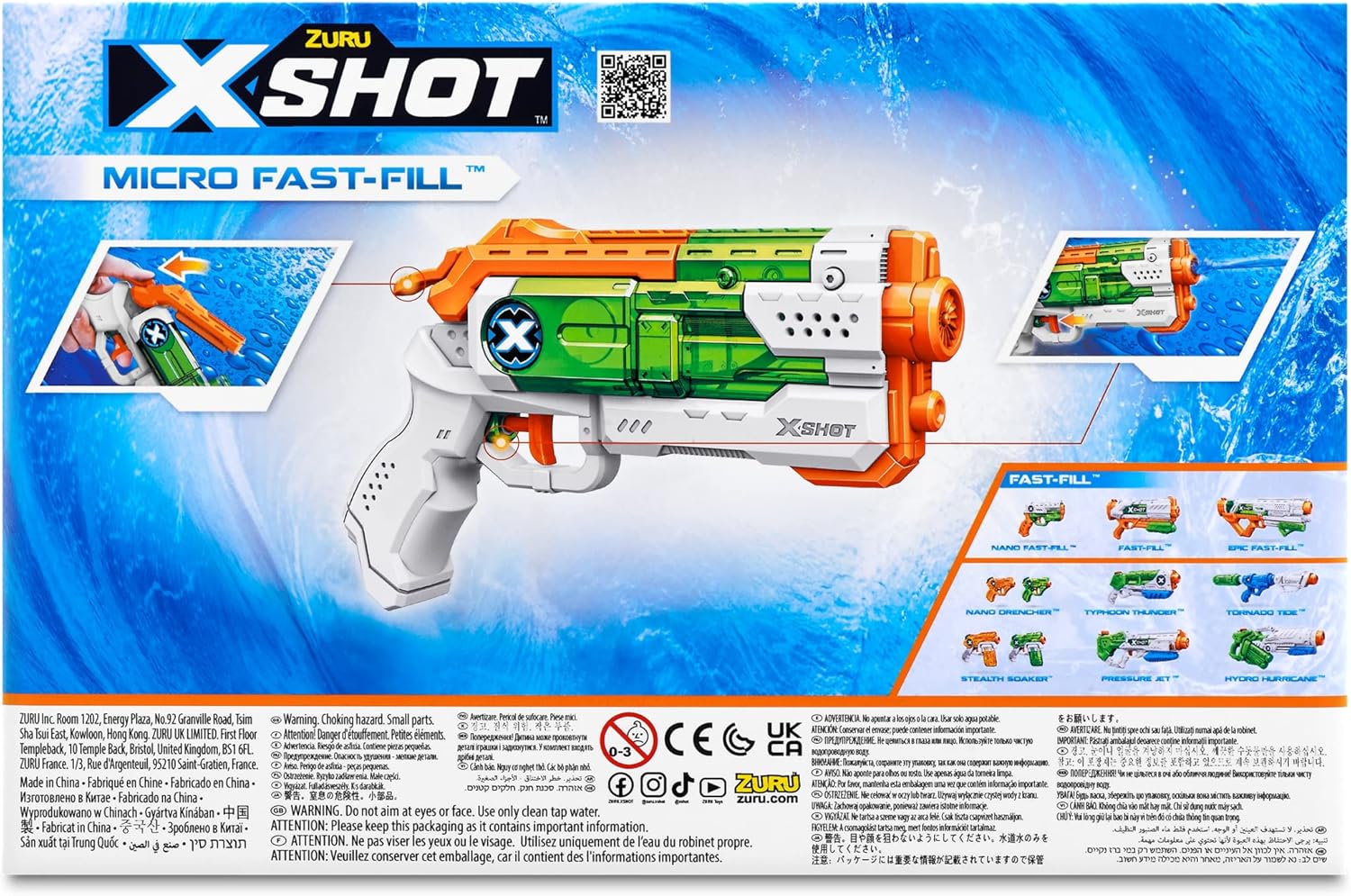 ZURU - XSHOT - Fast Fill - Micro - Water Blaster - Water Gun - Outdoor Play - Fast Fill - Shoots up to 8m - 56220-2023