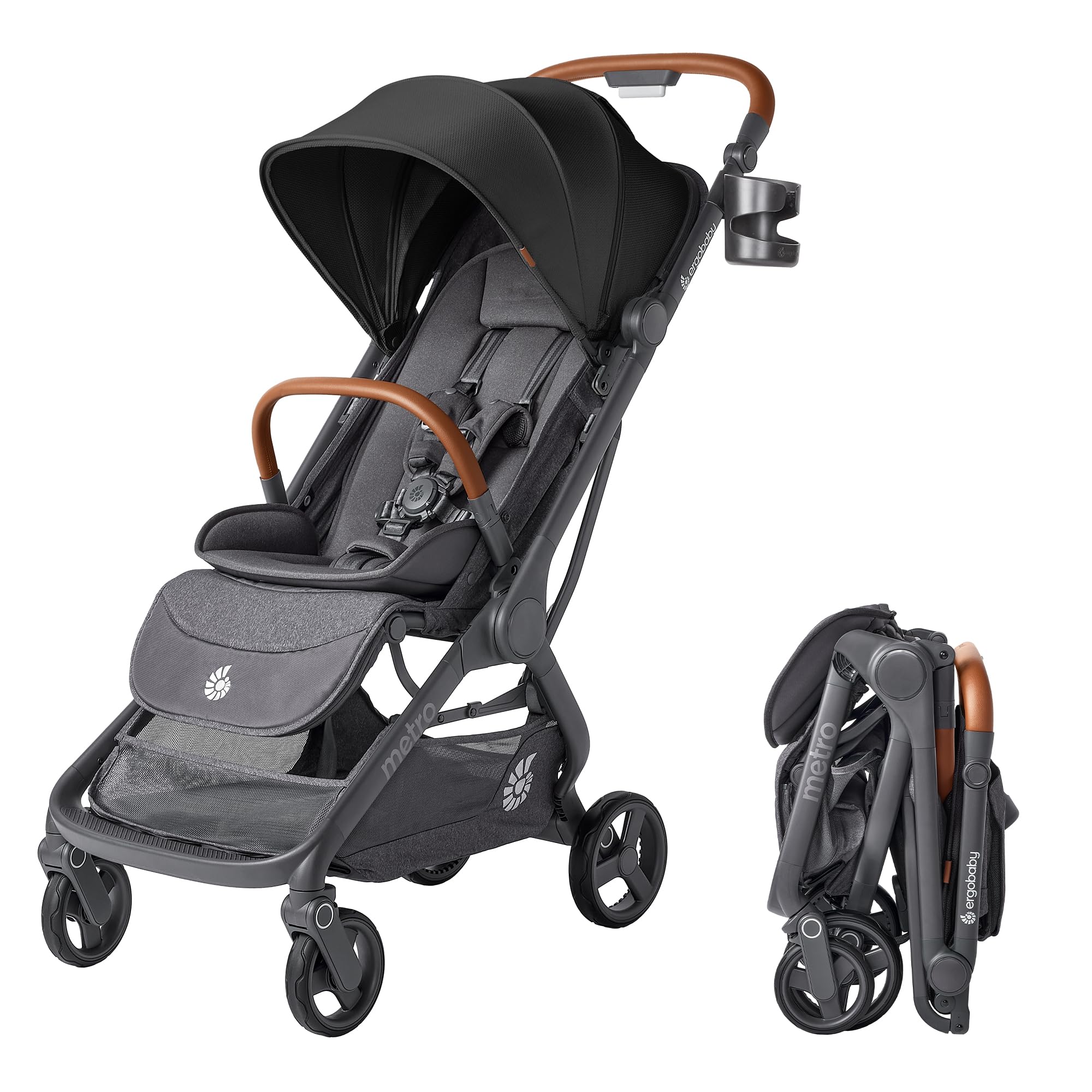 Ergobaby Metro 3 Deluxe Baby Stroller for Newborns, Infants, and Toddlers | Jet Black