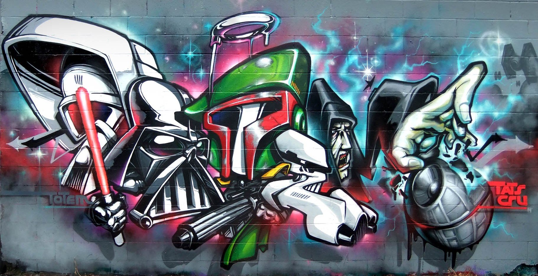 Wall Painting On Vinyl Of Illusion Graffiti Kings Star Wars