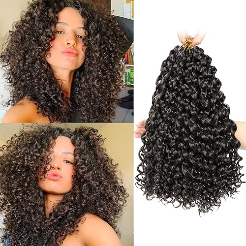 Miniatura 1 de Gogo Curl - Cabello rizado con ganchillo, 12 pulgadas, paquete de 8 unidades, marrón oscuro corto rizado y ondas de playa, ondas profundas y trenzas