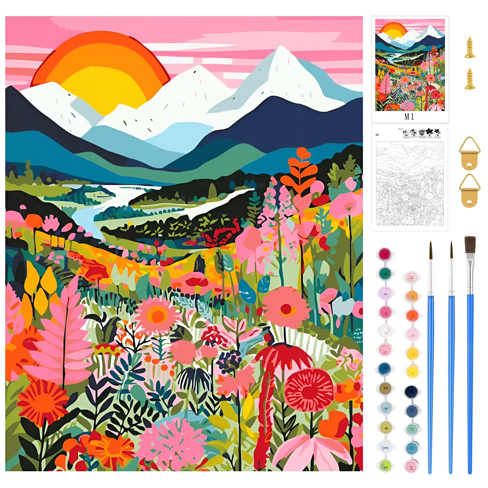 DIY Hand Painted Oil Painting Kit, 57 x 47 cm Landscape Painting by Numbers, Scenery Paint by Numbers Canvas with Paint Brushes Acrylic Pigment, Paint by Numbers Kits for Adults Kids