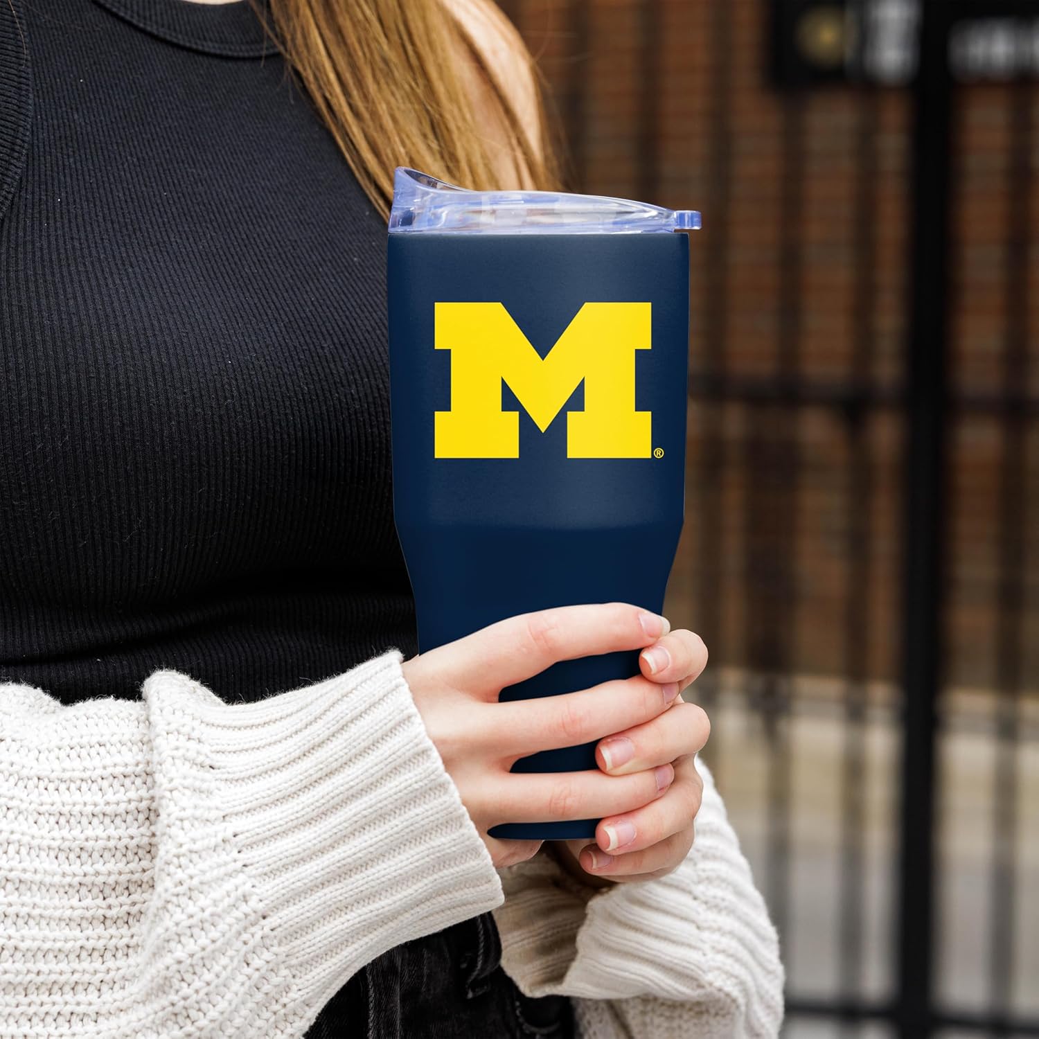 FANMATS NCAA 30 oz Powder Coat Tumbler — Stainless Steel | 30 Fluid Ounces | High -Lip Slider Lid | Team Color