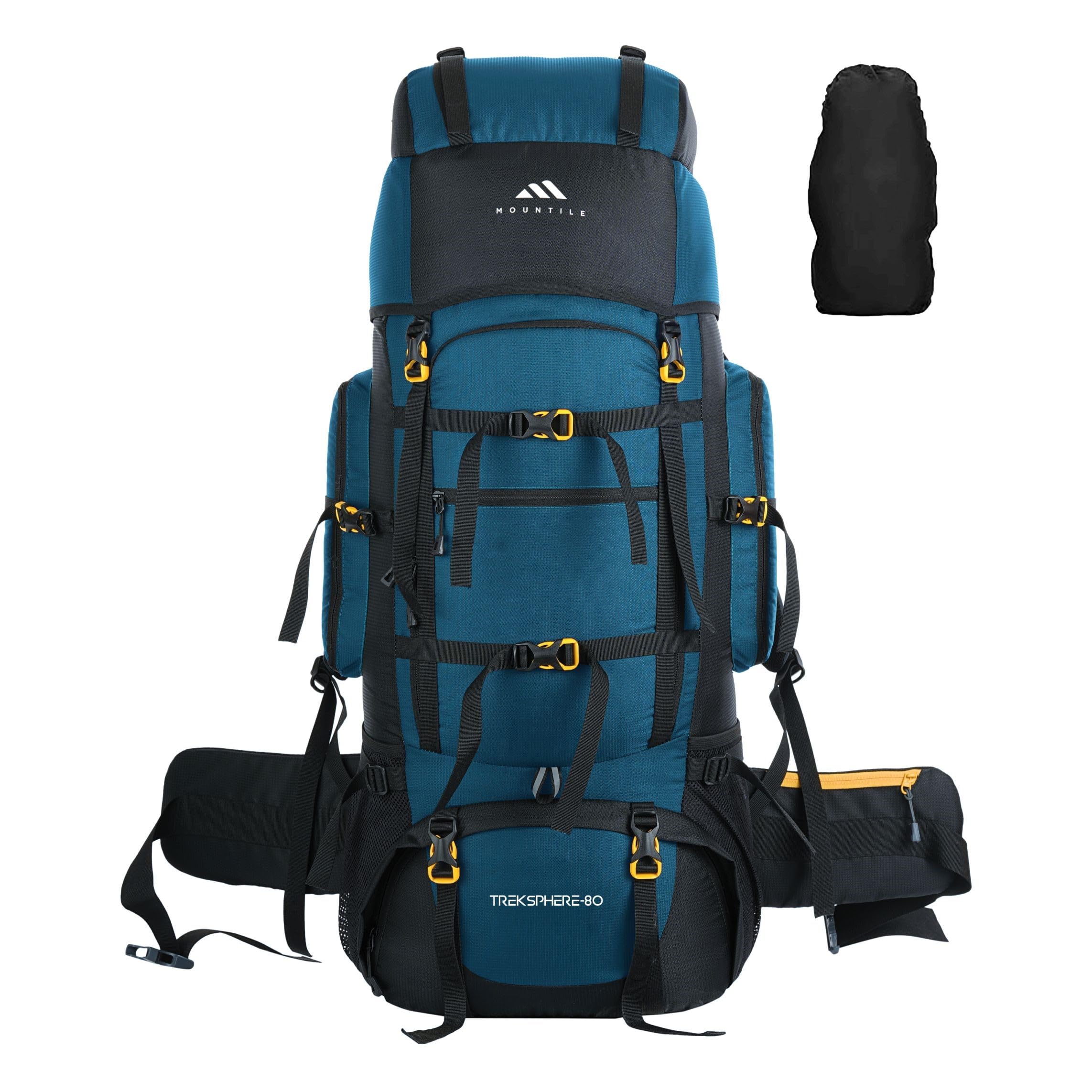 treksphere 80l travel backpack with water proof rain cover - camping hiking rucksack trekking bag - mtx01