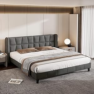 Cama tapizada de 180 x 200 cm con espacio de almacenamiento y somier, marco de cama doble con cabecero y patas de cama, cama para dormitorio y habitación de invitados, terciopelo, sin colchón