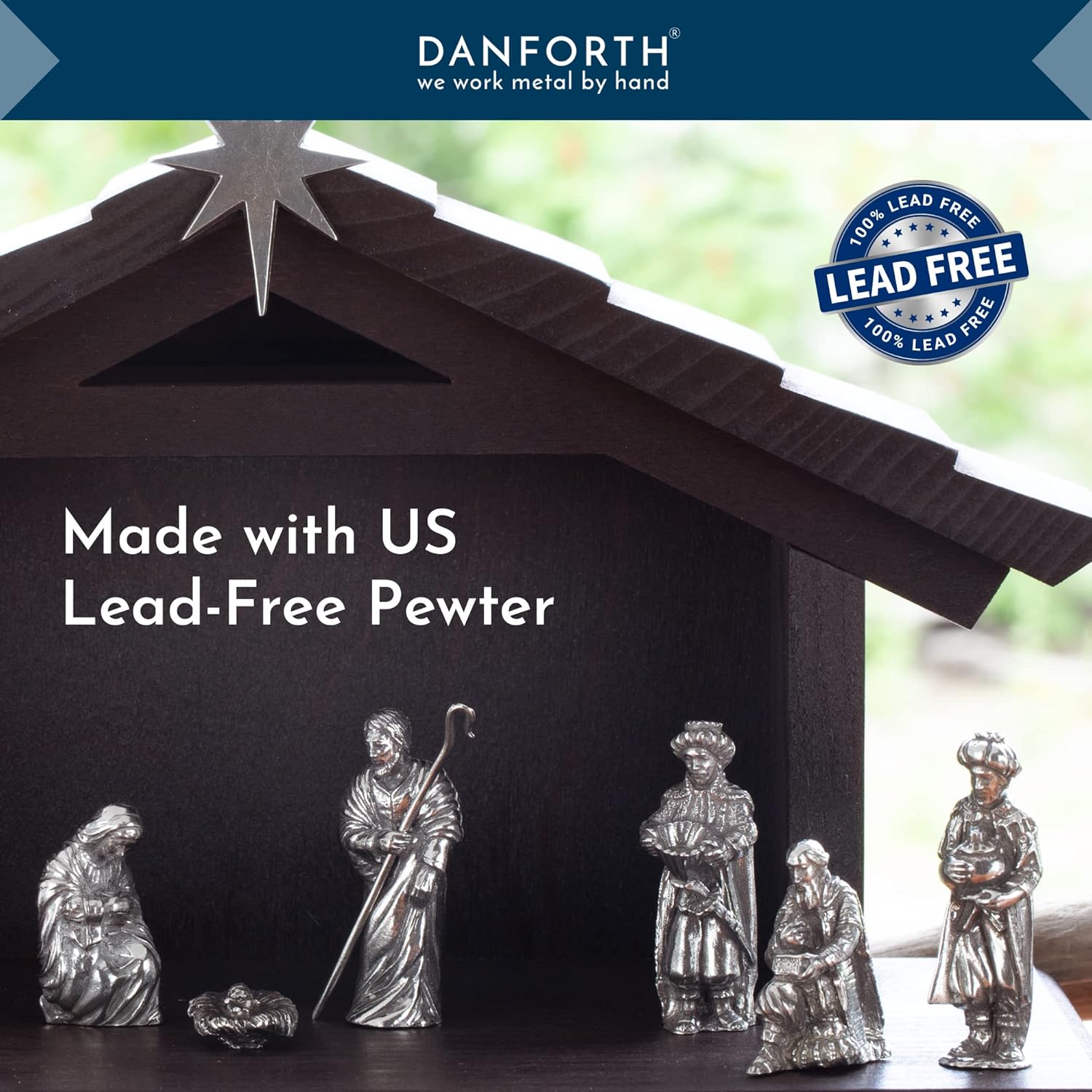 DANFORTH The Three Kings Nativity Set – Handcrafted Pewter Nativity Wisemen Figurines – Made in USA
