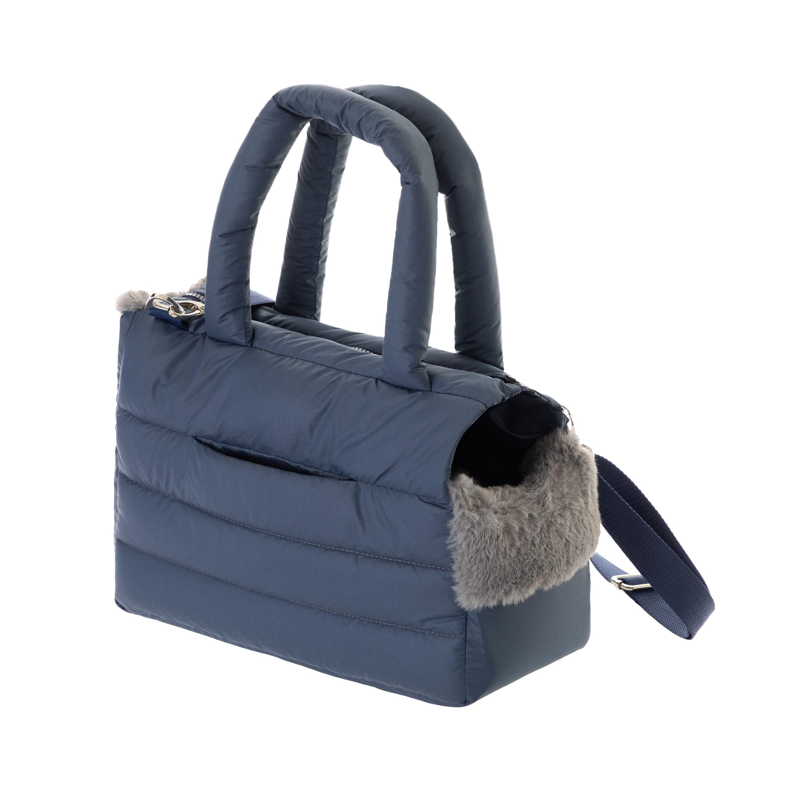 Hundetasche, Welpentasche - Tragetasche für kleinen und mittleren Hund, Katze - S - bis 5 kg, Tasche für unterwegs, Hundetrage mit Karabiner, Dog Carrier, Transporttasche, dunkelblau