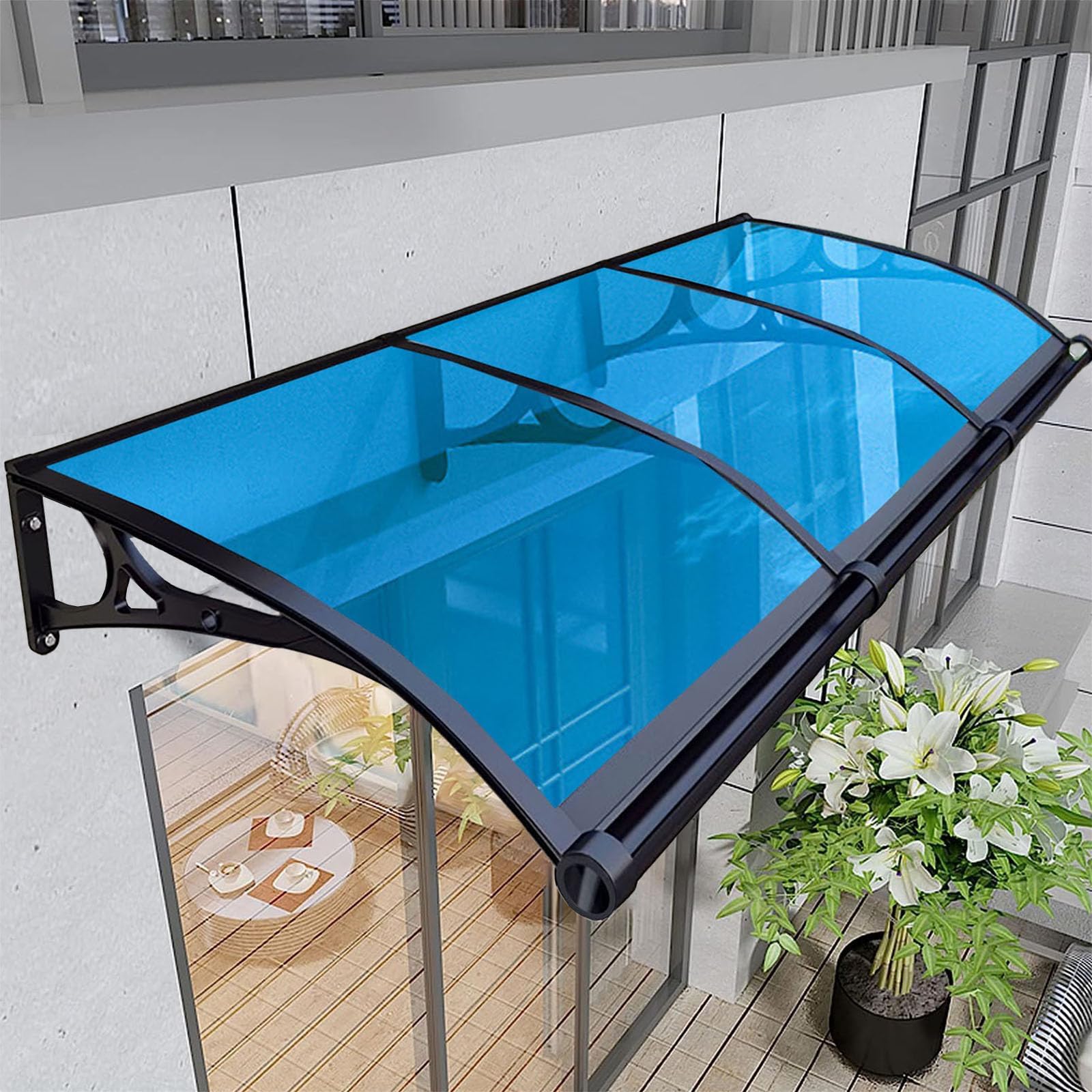 LWJSOCP Outdoor Pergola Awning Blue Entrance Canopy for Home Patio Porch Terrace UV Protection Weather Resistant 60x100cm (23.62x39.37in)