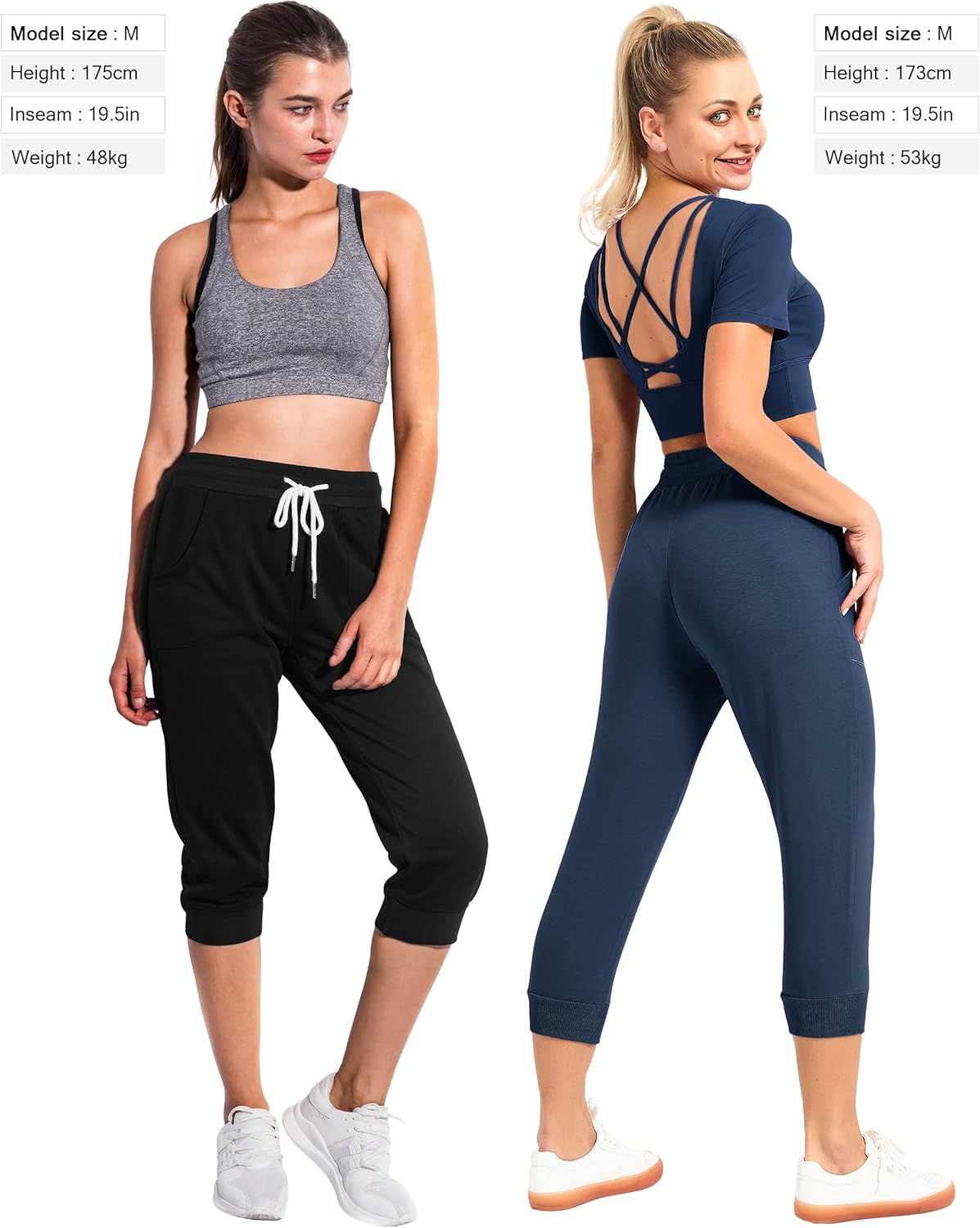 SPECIALMAGIC Women's Sweatpants Capri Pants Cropped Jogger Running Pants Lounge Loose Fit Drawstring Waist with Side Pockets - Image 3