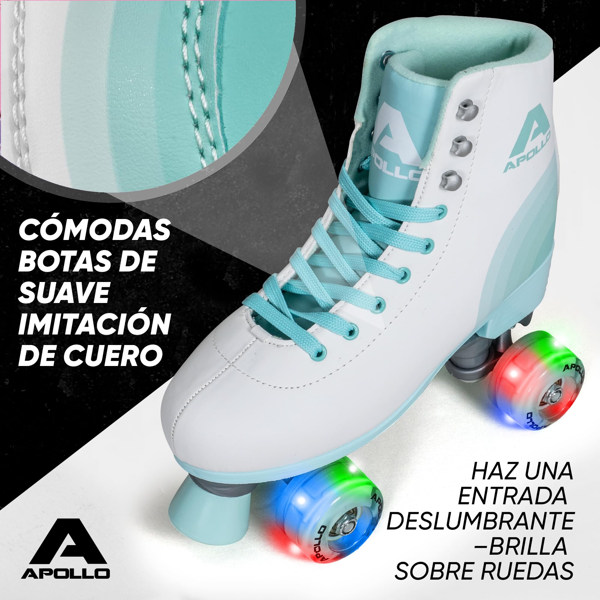 Patines Apollo Classic de 4 Ruedas - para niños, Adolescentes y Adultos, Talla Ajustable, para niñas y Mujeres, cómodos, para Todas Las Edades, 3 Tallas Desde la Talla de Calzado 31 hasta la 42