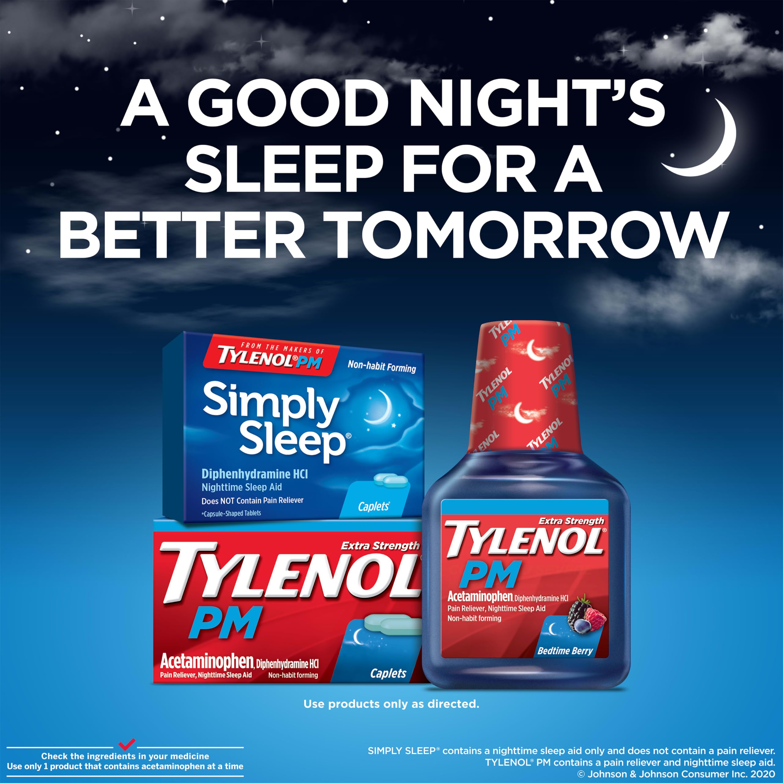 Tylenol Simply Sleep Caplets, 25 mg Diphenhydramine HCl, 100 Count — Amazon image 3