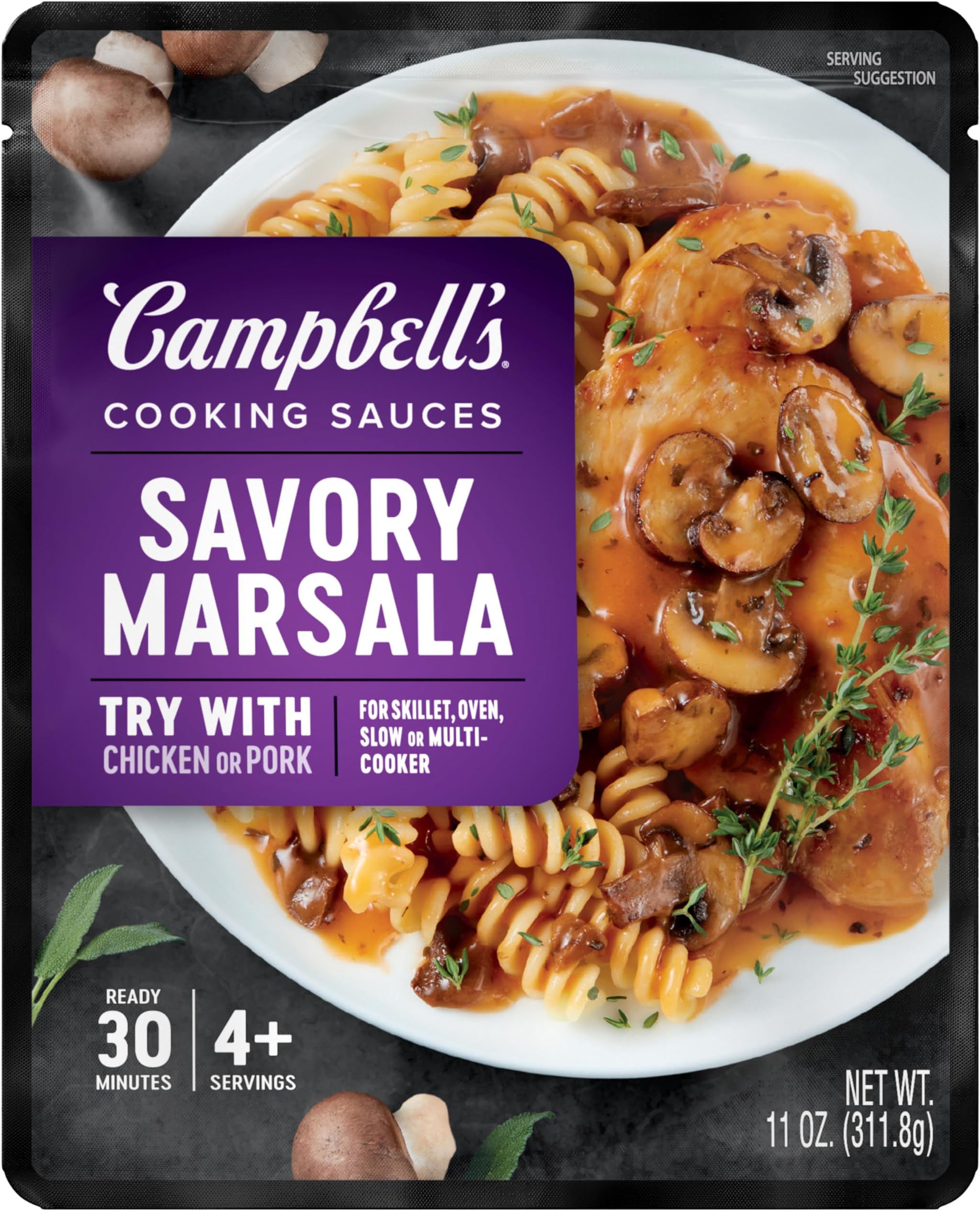 Campbell's Cooking Sauces, Savory Marsala, 11 Oz Pouch