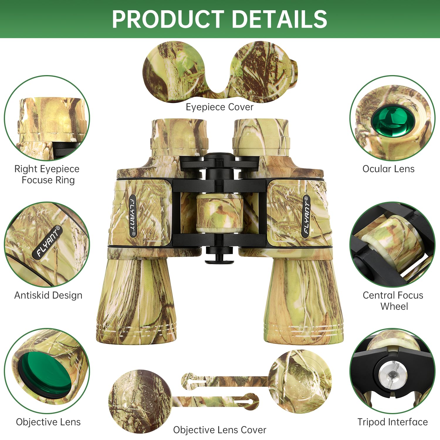 Binocolo ad alta potenza 20 x 50 per adulti, impermeabile, con visione bassa della luce, per bird watching, caccia, campeggio, viaggi, crociera, escursionismo, sport, osservazione delle stelle, regalo