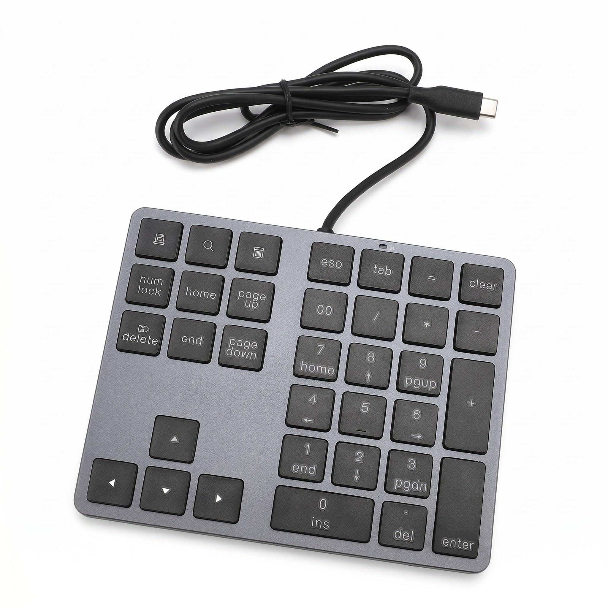 Zunate Pavé Numérique USB C, HUB 5 Gbit/s, pavé Numérique Filaire, Taille 34 Touches, Clavier Externe Noir, pavé Numérique Filaire Fin pour la Saisie de Données, pour Ordinateur