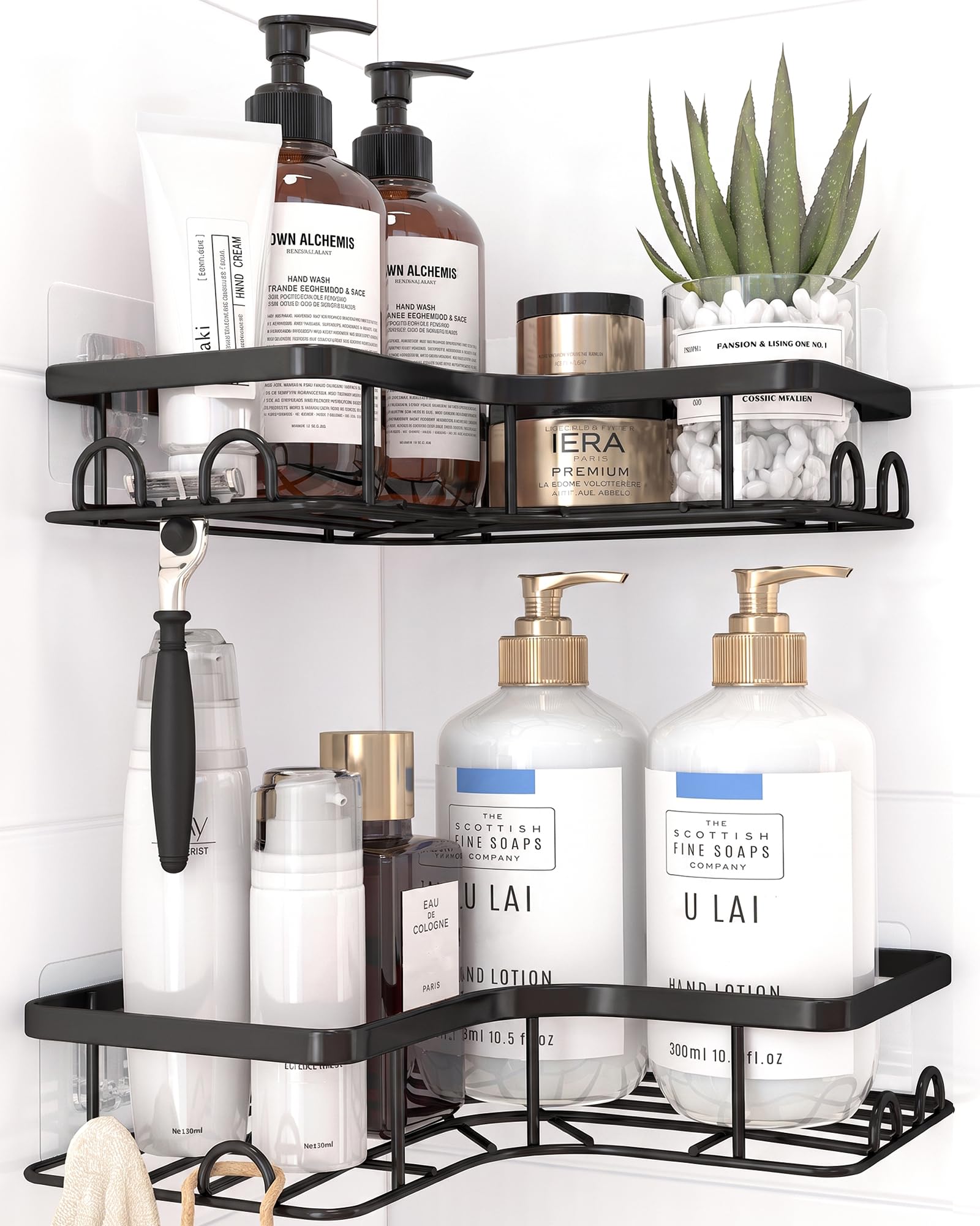 Photo 1 of Sakugi Black Corner Shower Caddy (2-Pack)