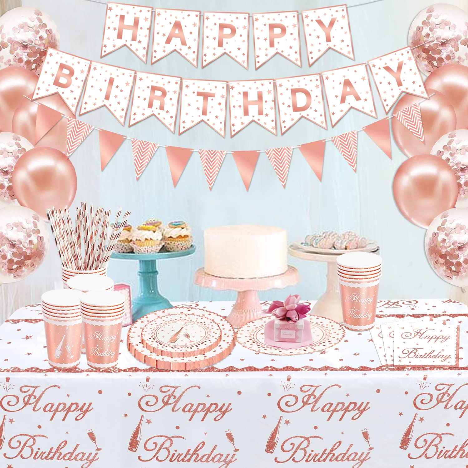 BUON COMPLEANNO ROSA, ORO E FUXIA - Regala Palloncini