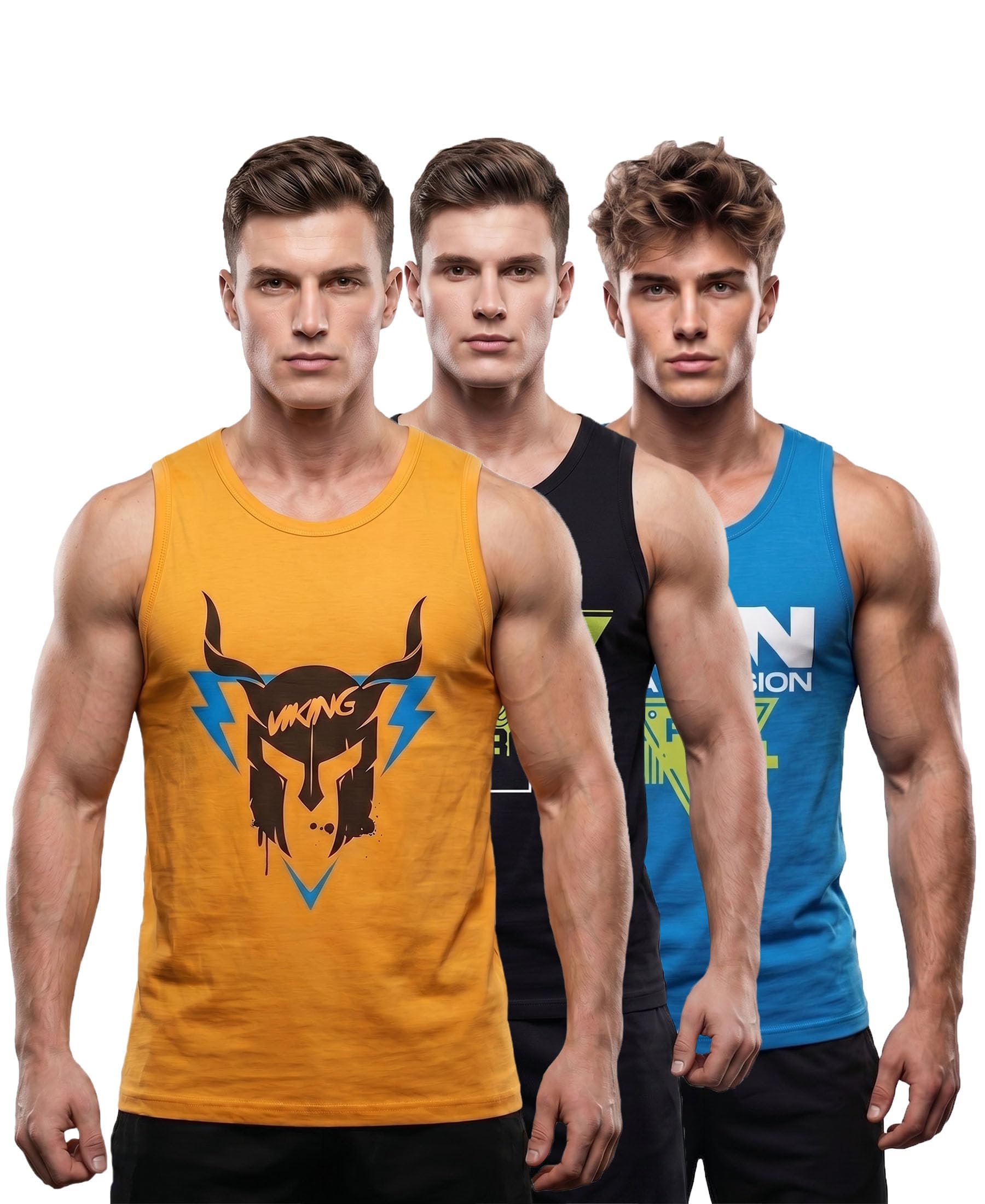 t t T.T. Men Cool Cotton Printed Regular Fit Round Neck Muscle Tees|Pack of 3|-picture-31