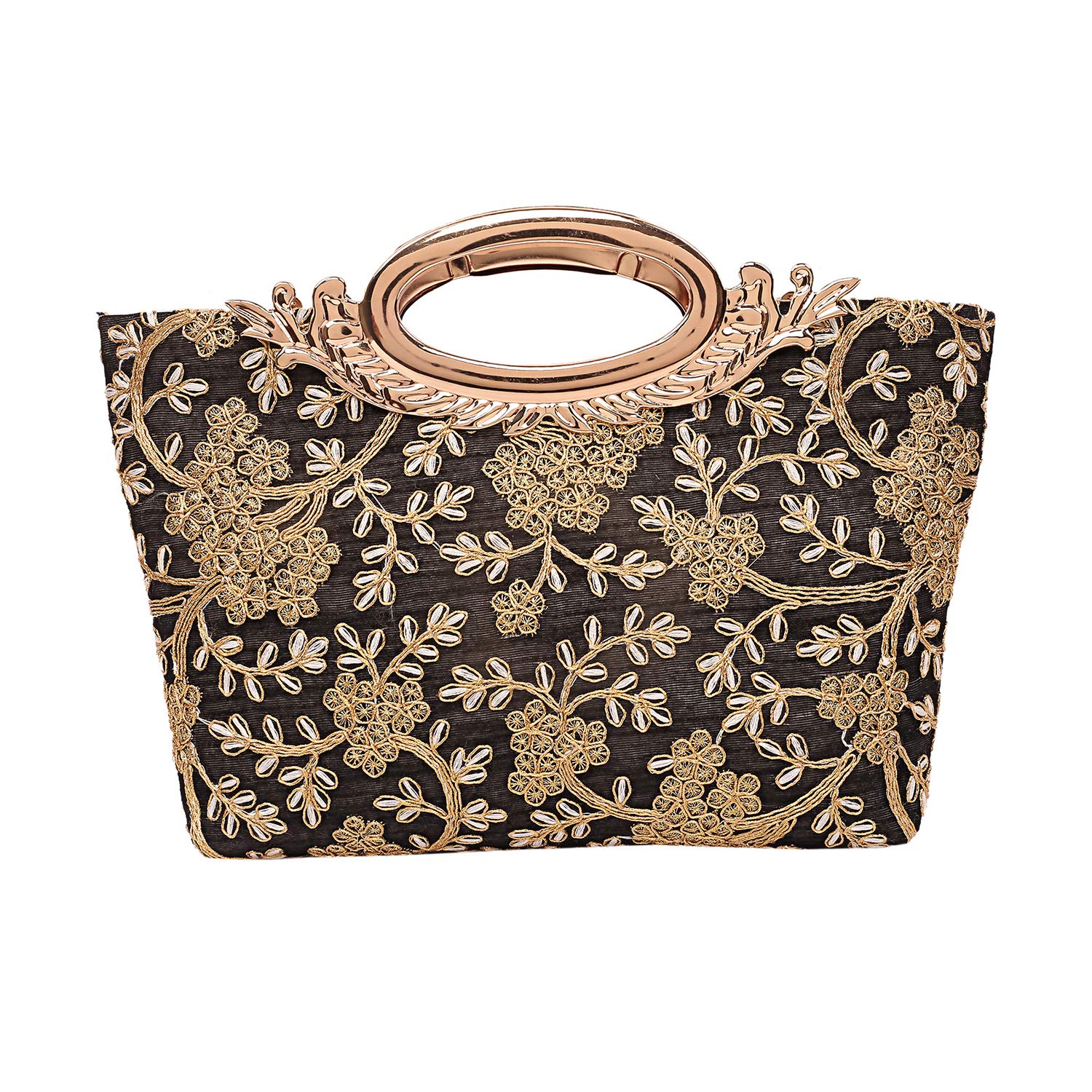 Kuber Industries Silk Clutch Ladies Handbag (Black) -CTKTC8784 - Image 3 thumbnail