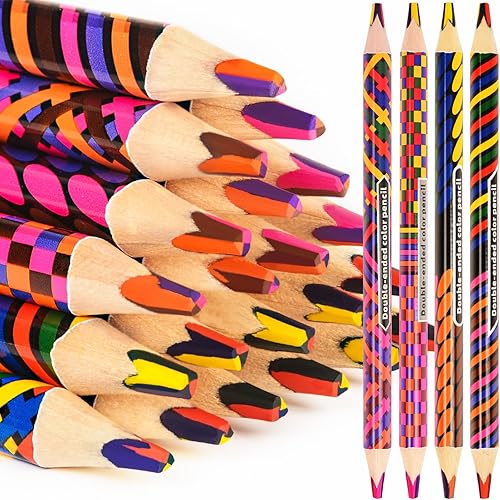 nsxsu 12 lápices de colores jumbo para adultosniños, lápices de arco iris de doble punta, lápices multicolores para dibujo artístico, colorear,