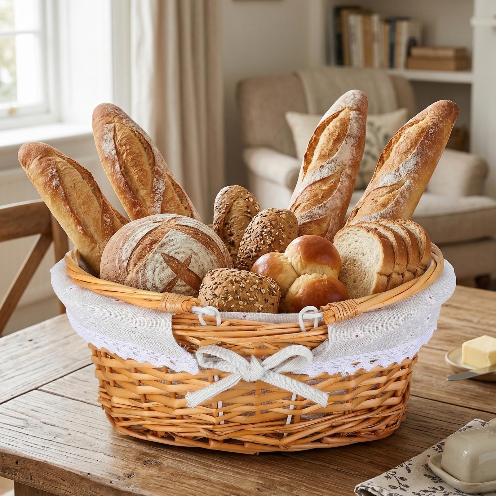 Abaodam Weidenkorb Mit Henkel (33x23cm) - Geflochtener Picknickkorb Aus Weide Geflochtene Aufbewahrungskörbe - Geflochtene Blumenkörbe Zur Aufbewahrung Osterpicknicks Heimdekoration