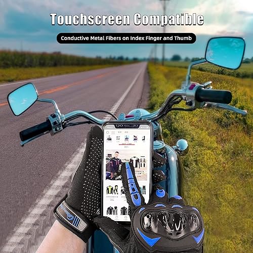 Miniatura 3 de Guantes de motocicleta para hombres y mujeres con pantalla táctil de dedo completo para deportes de potencia, BMX ATV MTB, guantes de ciclismo para