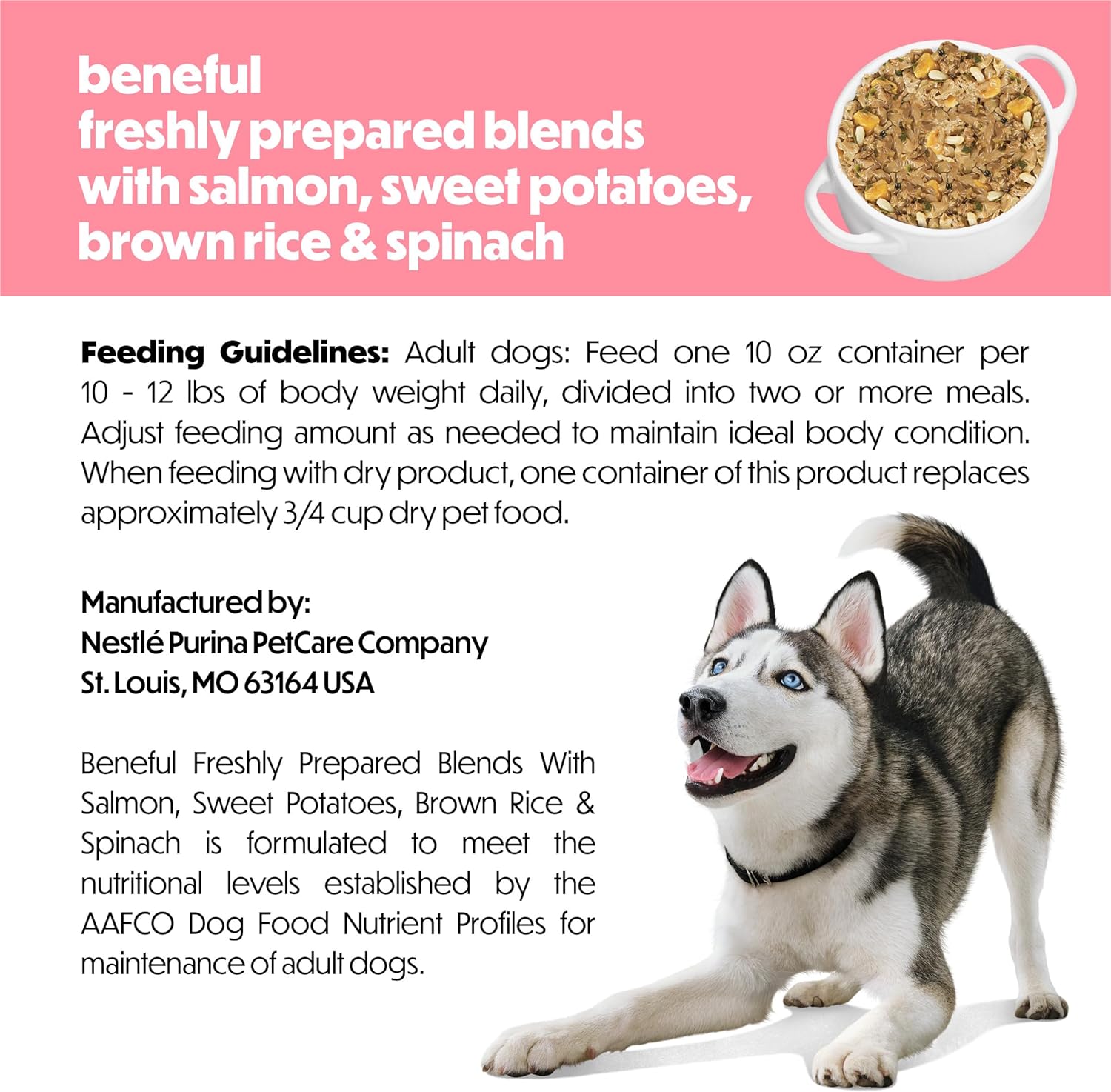 Purina Beneful Freshly Prepared Blends Wet Dog Food With Salmon, Sweet Potatoes, Brown Rice and Spinach - (Pack of 8) 10 oz. Tubs - Image 7