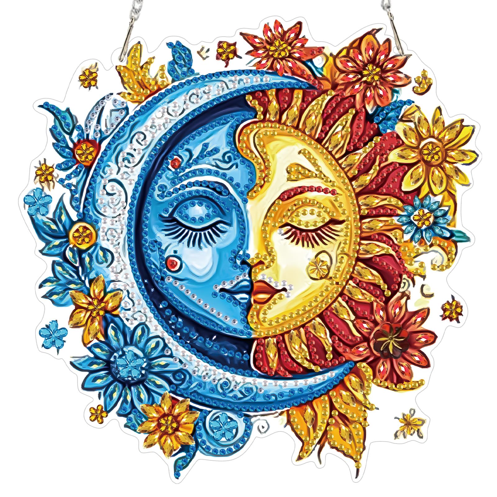 TOSTOG Sun and Moon Diamond Art Hanging Ornaments with Chain for Adults Winter and Summer Hanging Diamond Art Kits for Adults for Window Garden Home Wall Decor(7.56ร7.63inch)