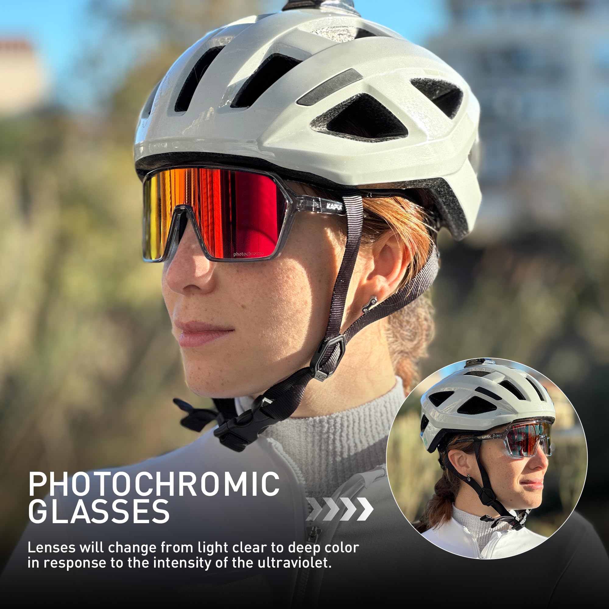 KAPVOE Okulary rowerowe fotochromowe męskie okulary MTB kobiety TR90 przezroczyste okulary rowerowe sportowe okulary przeciwsłoneczne anty-UV400 okulary rowerowe do biegania rower górski
