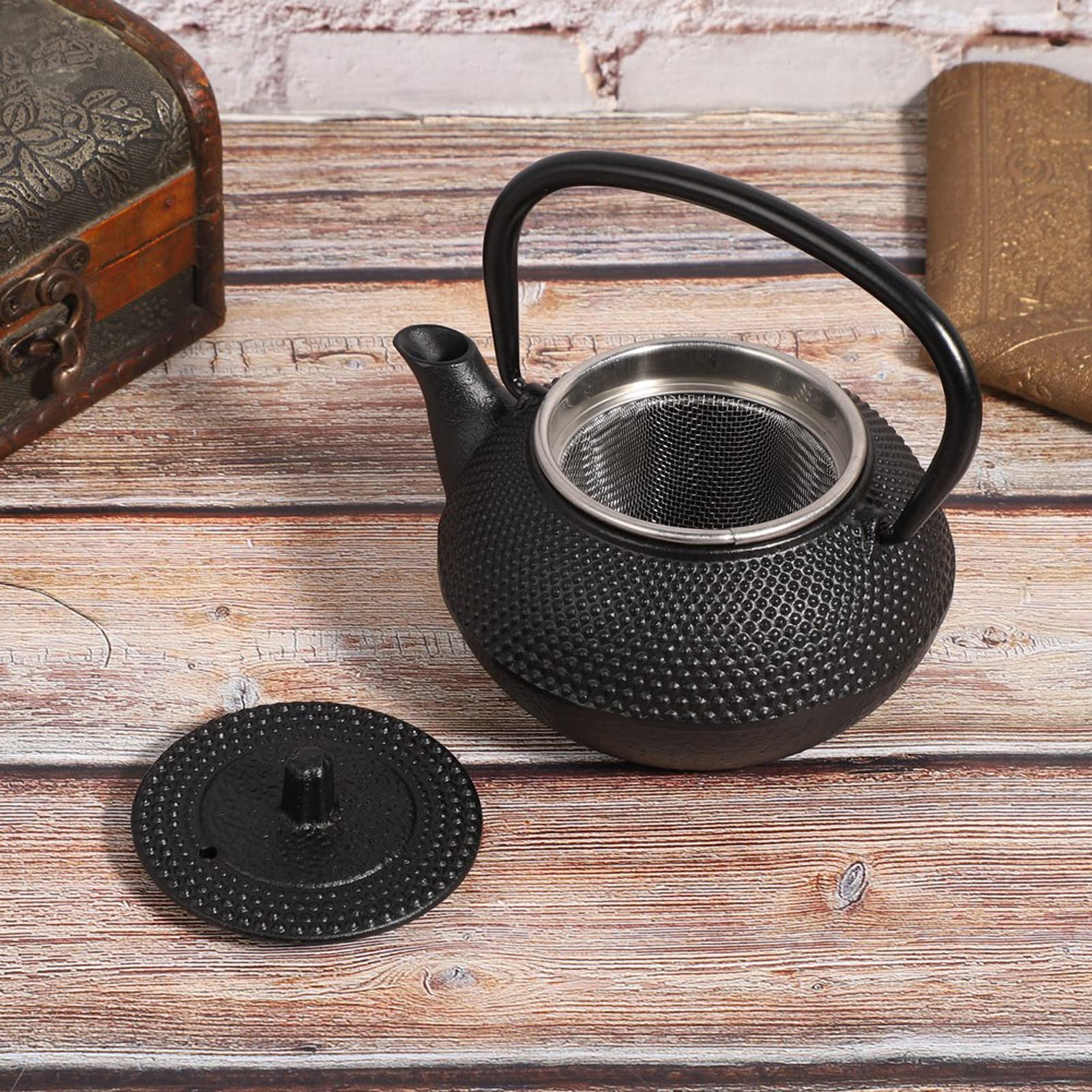 Petite théière en fonte de 300 ml avec infuseur, bouilloire en fonte pour usage domestique, modèle sur chaudière à thé japonaise