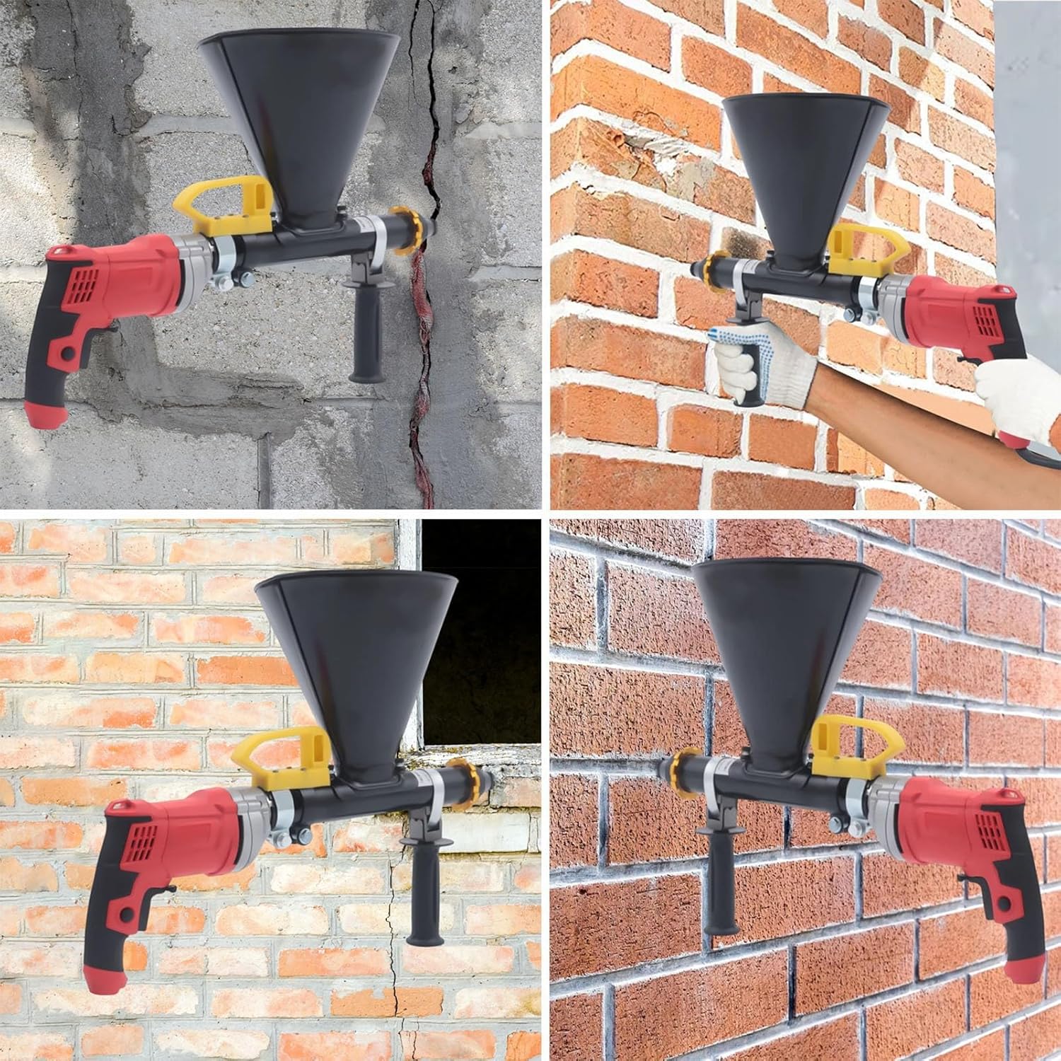 Portable Cement Grouting Machine, Electric Mortar Grout Gun Pump Hand Caulking Gun Mortar Applicator Sprayer Grout 2 Nozzles