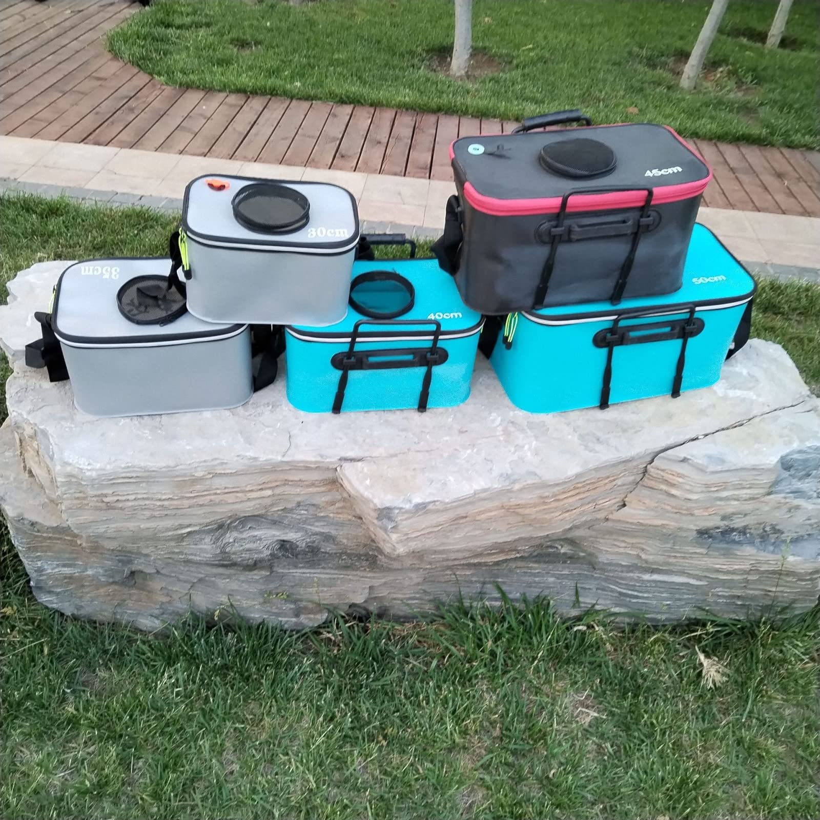 Zewnętrzne składane wiadro wędkarskie EVA ze świetlikiem, przenośne, odporne na zużycie pudełko ochronne dla ryb, pomarańczowe, 50 x 29 x 25 cm