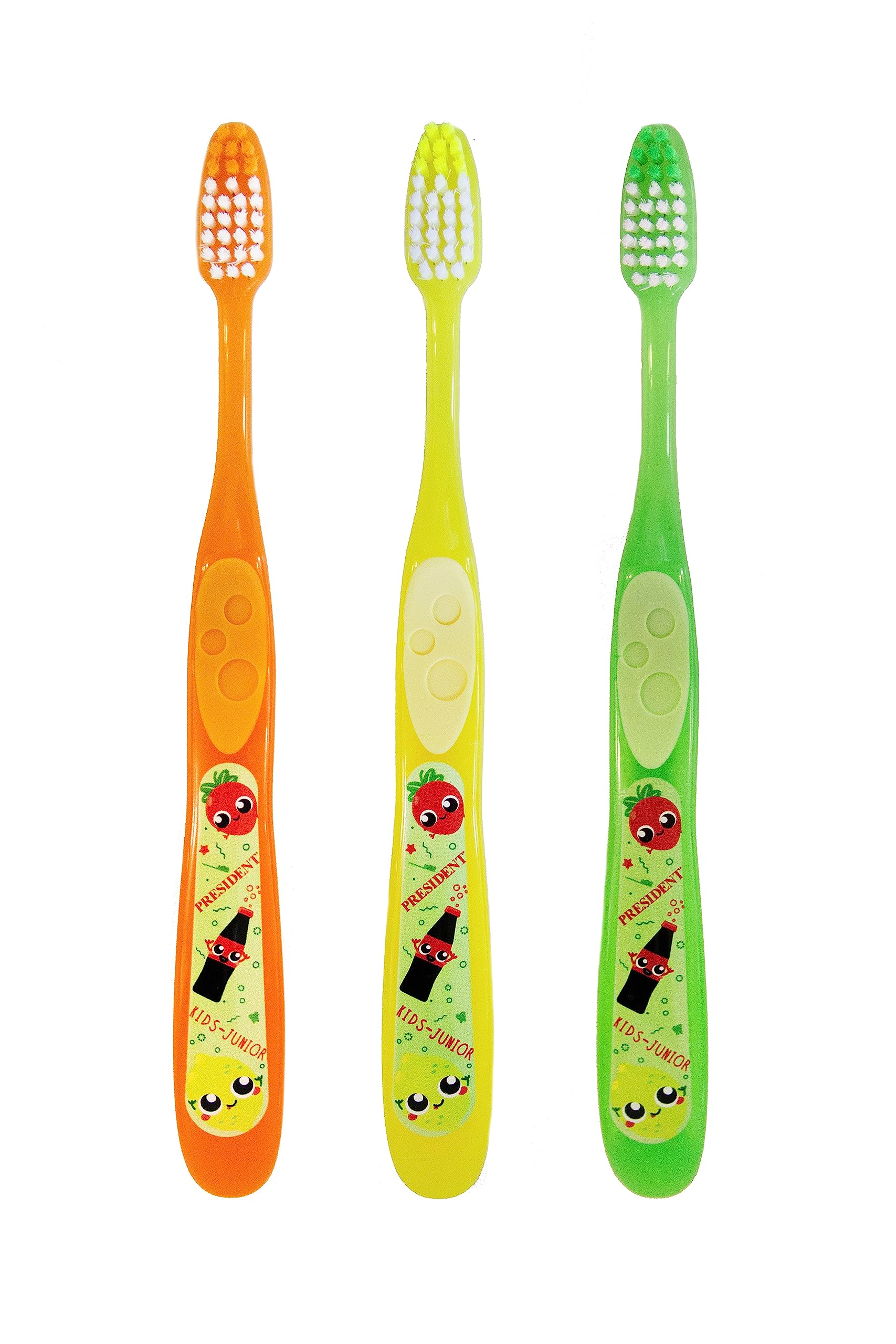 President 1 SPAZZOLINO KIDS JUNIOR BAMBINI 5-11 ANNI. Testina compatta, Setole con ciuffo a taglio scalare, punte arrotondate. Pulisce anche tra gli spazi interdentali. Un pezzo, colori assortiti