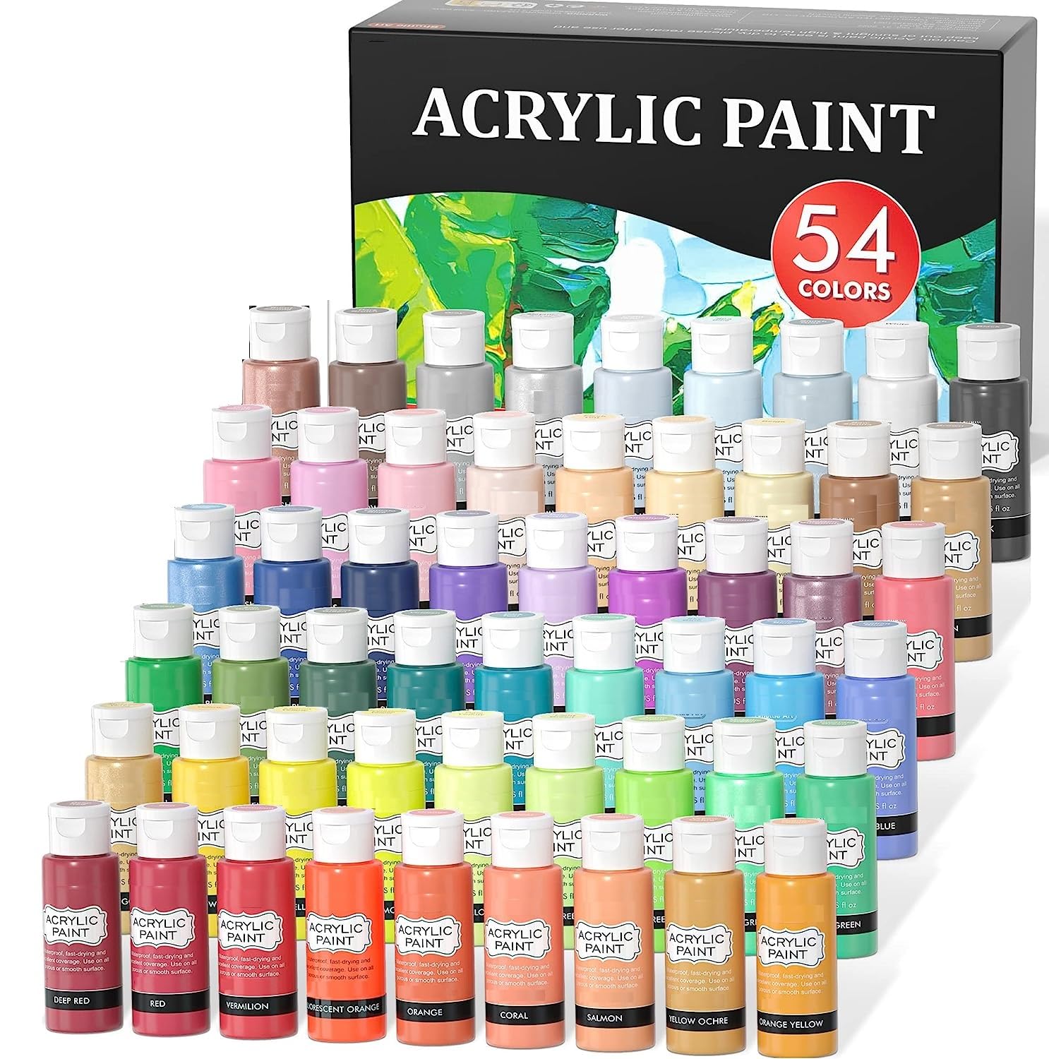 Examinspect Acrylic Colors Set : Paint set 54 vibrant Acrylic color in large volume-60ml each | Multi-Surface Paint | Pro Artist, Hobby Painters & Kid (B0CNVBVW29) Amazon Price History, Amazon Price Tracker