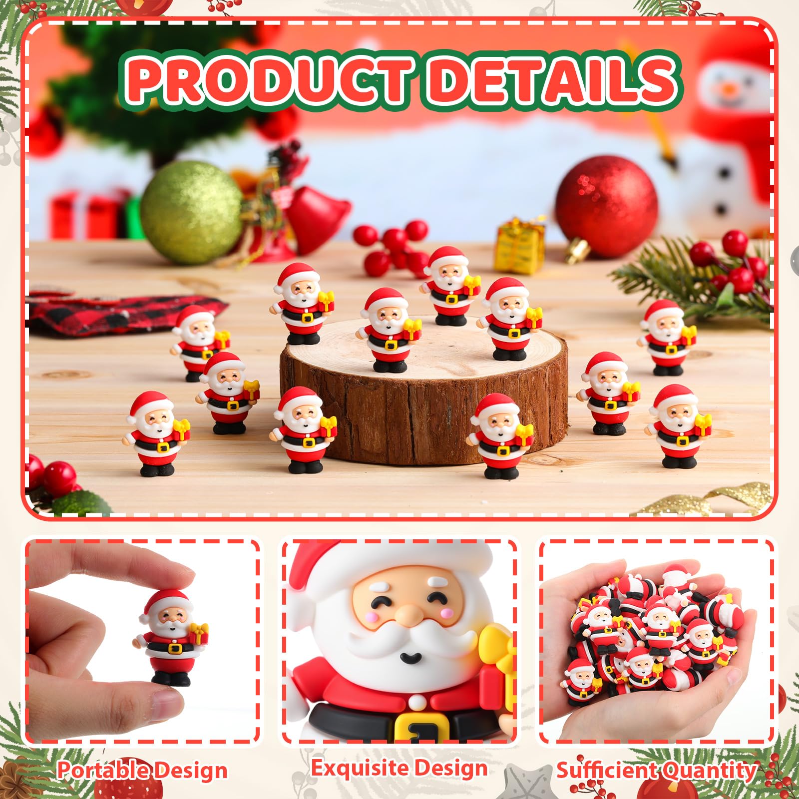 Chunful 150 Stück Weihnachten Mini Weihnachtsmann Figuren Gummi Statuen