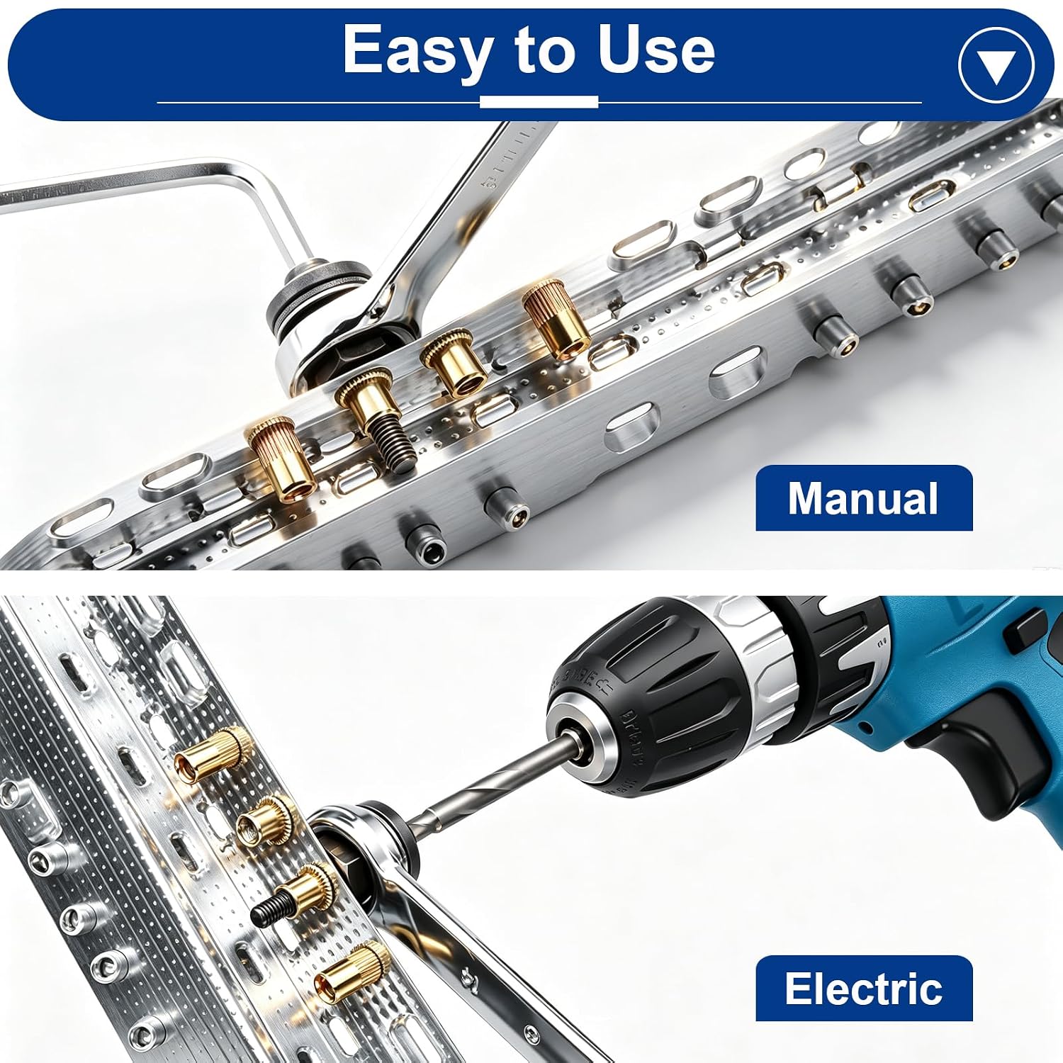 Tnisesm 90Pcs M6 Rivet Nut Installation Tool Sel, Carbon Steel Zinc Flat Head Riveter Nutsert Tool Kit