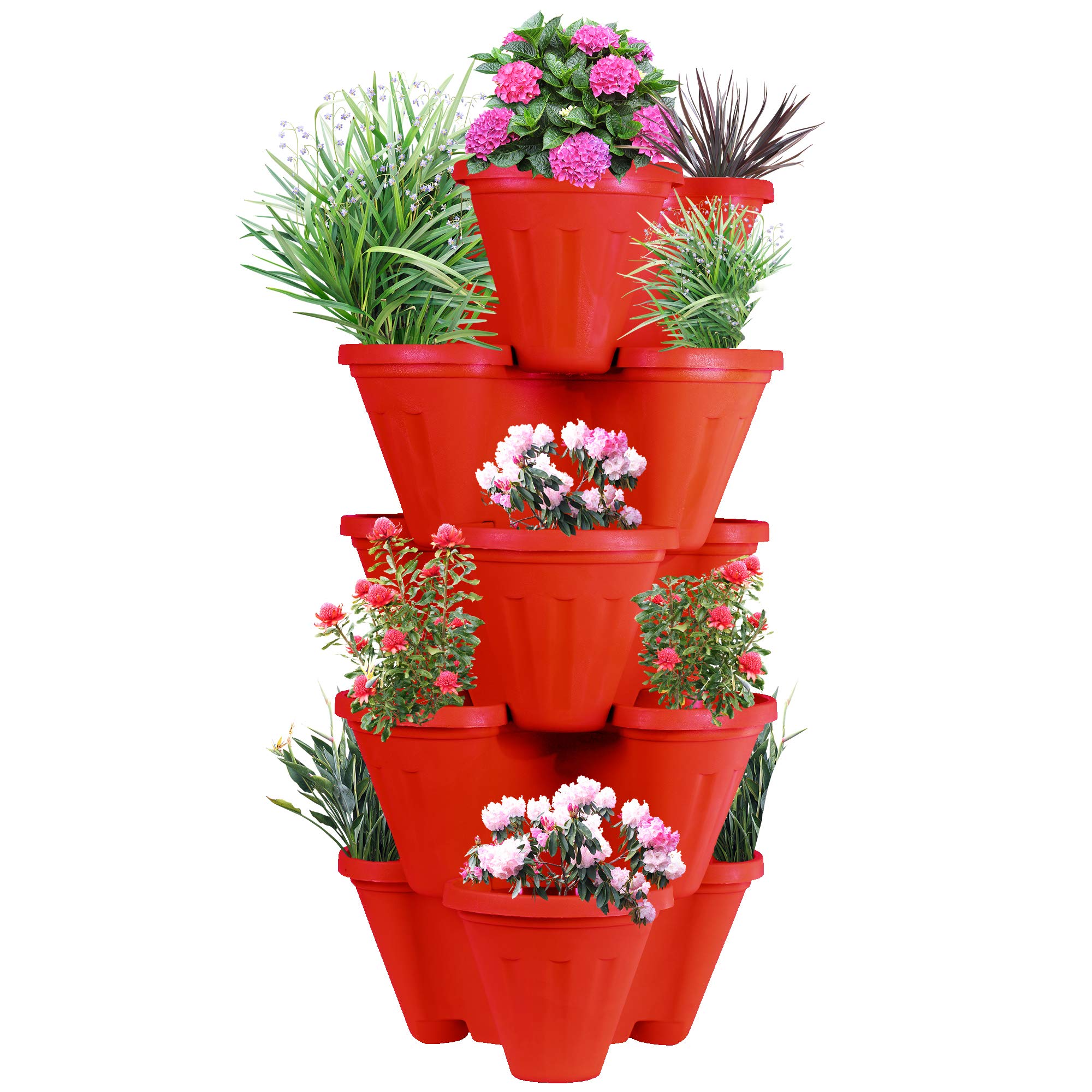 POTS4NATURE Sharpex Garden Stacking 5 Tier Vertical Plastic Indoor/Outdoor Gardening Pot Tower/Planter for Fresh Herbs, Vegetable, Flower, Strawberry -POT-CH-026