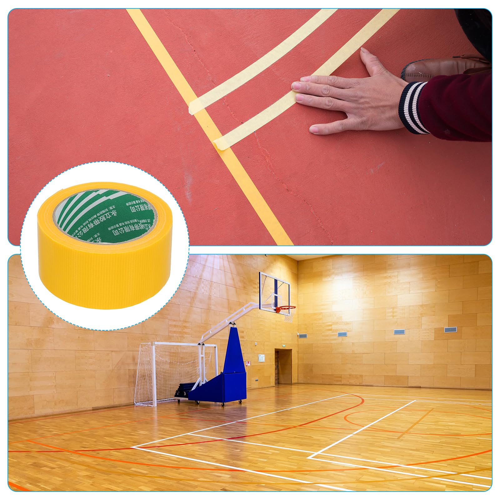 PATIKIL Pickleball Gericht Klebeband Platzband Selbstklebendes Temporäres Court Tape Rutschfestes Sportplatz Markierungsband für Tennis Volleyball