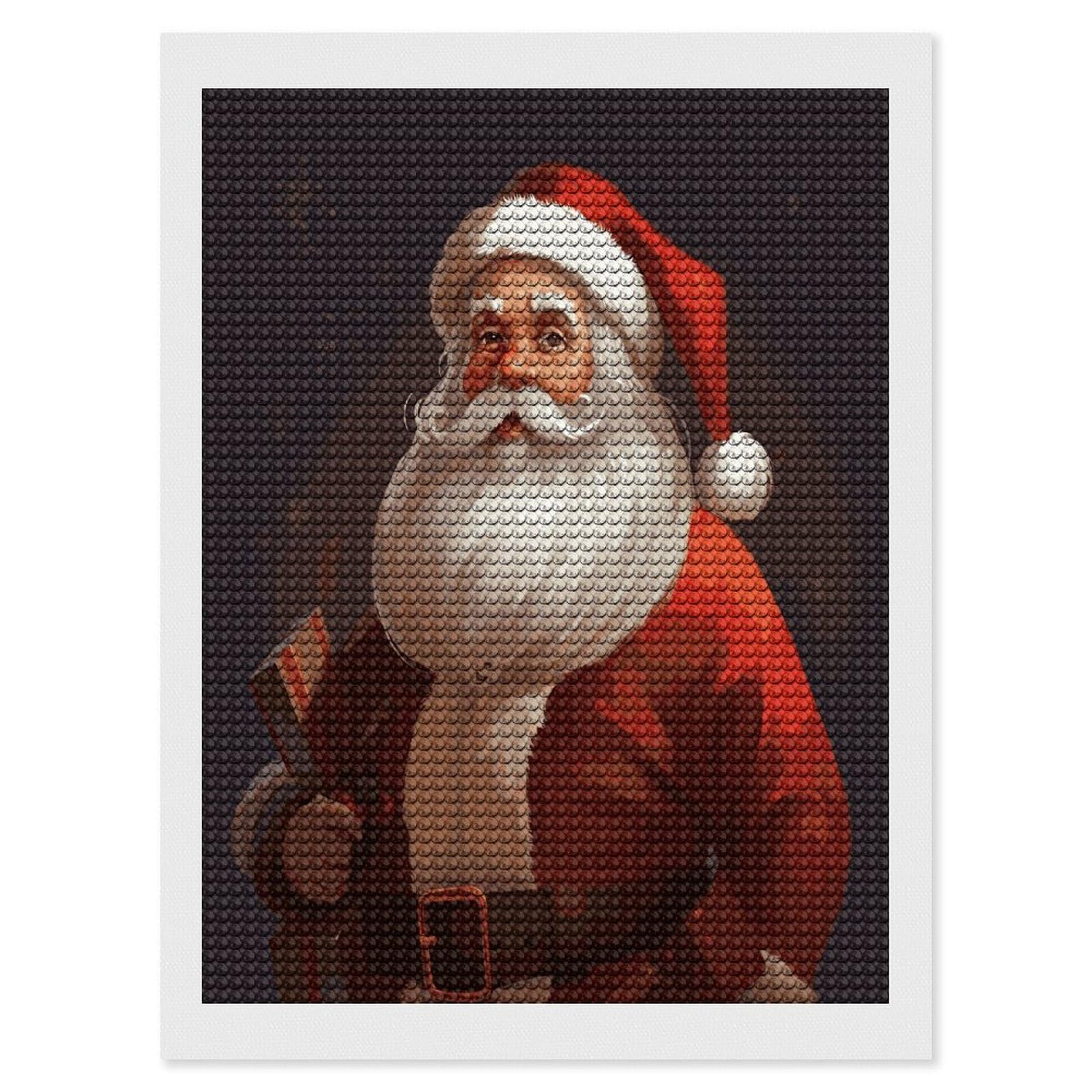 FekiLoot Santa Claus Diamond Painting Kits for Beginners DIY Diamond Art Kits for Adults Full Drill Round Diamond Dot Gem Art Painting Fun DIY Crafts for Home Kitchen Wall Decor Gift 12"x16"
