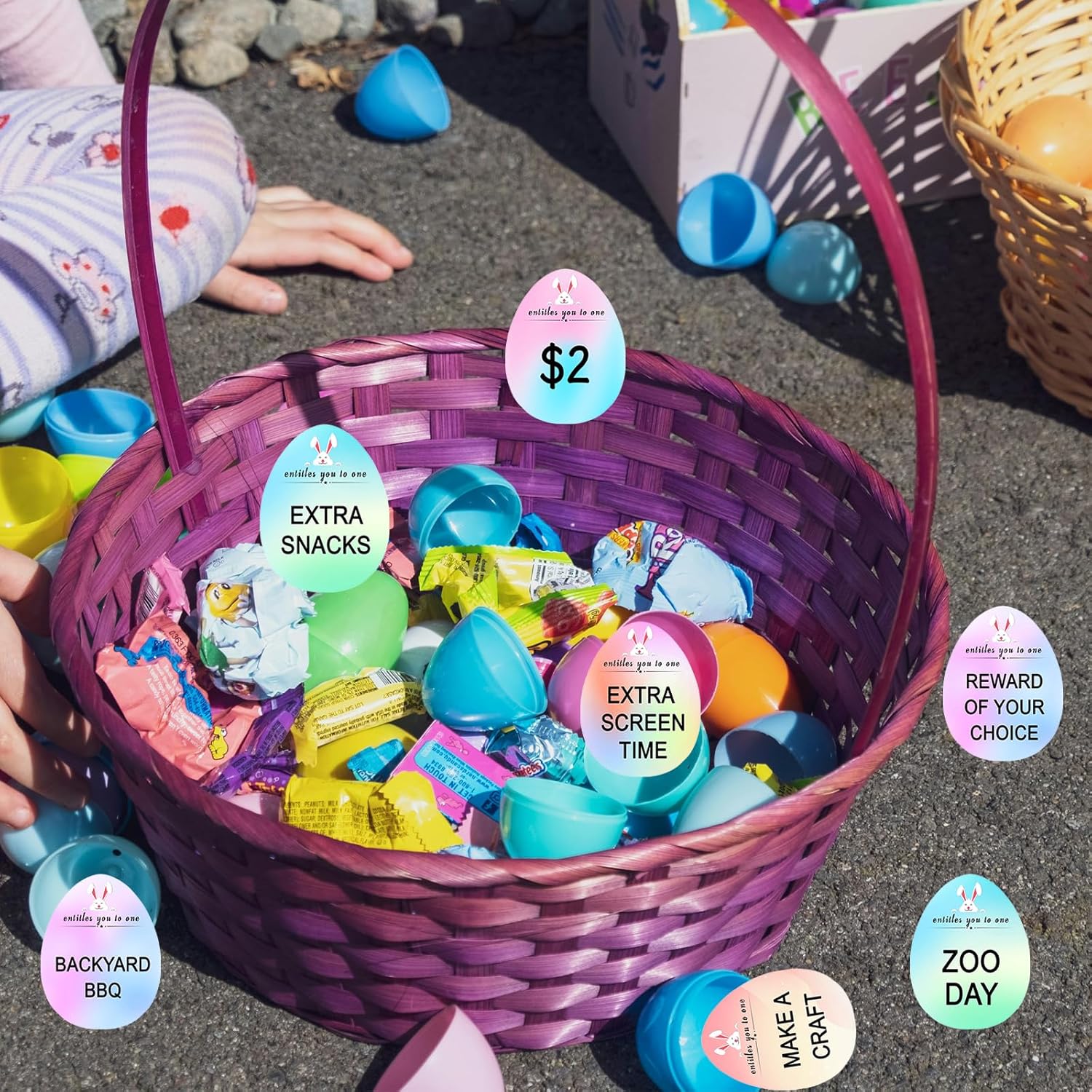 Easter Egg Fillers - 60pcs Easter Egg Tokens, Easter Eggs Filled Basket Stuffers Essentials Prefilled Party Favors Supplies, Family Games Hunt Prize Bulk Activity Gifts for Boys Girls Teens Exchanges