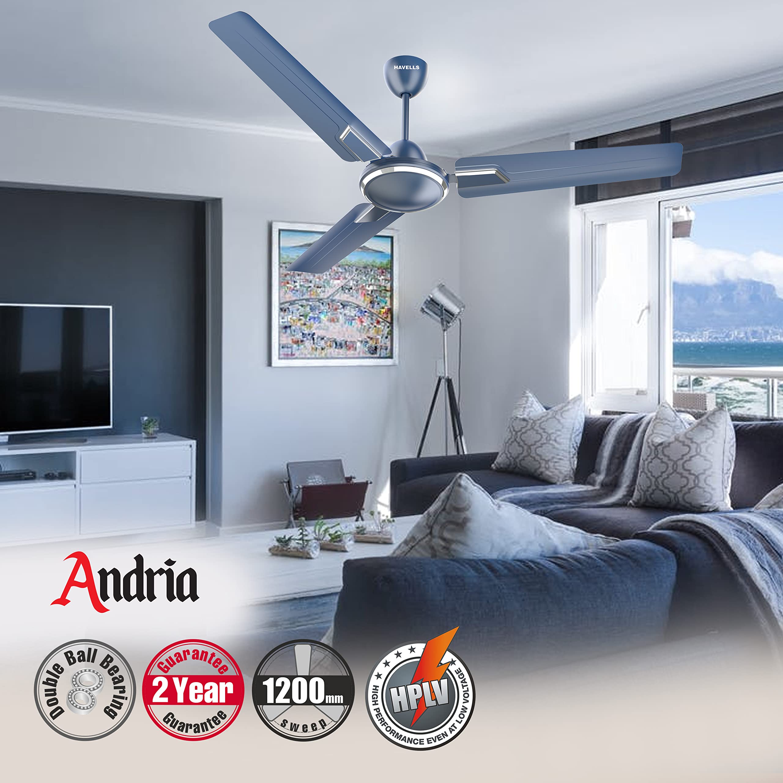 Havells Andria Ceiling Fan - Indigo Blue -6