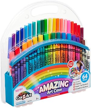 Cra-Z-Art 64pc Amazing Art Case featuring Vibrant, Crayons and Super Tip and Fineline Markers Great for Kids Ages 3 and Up