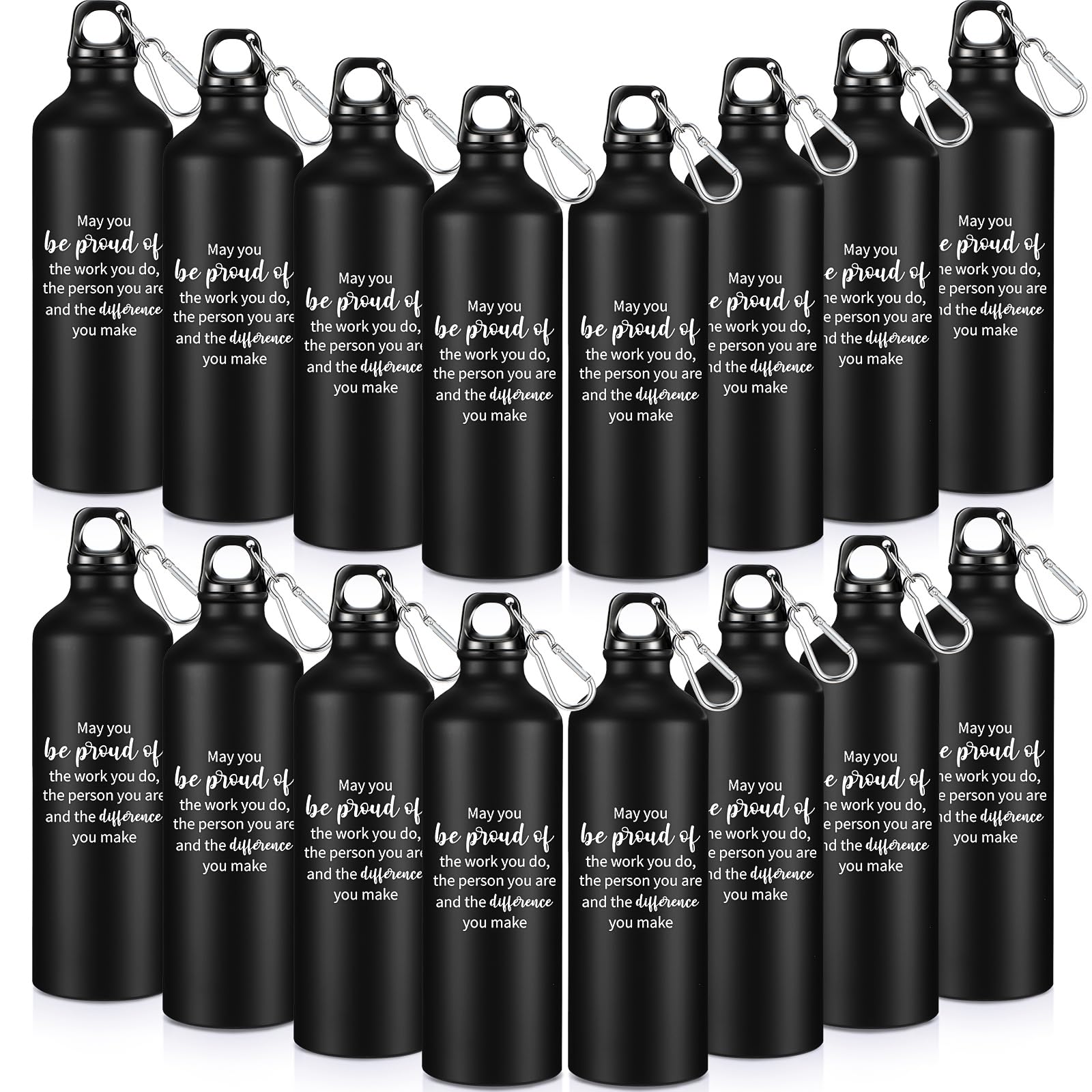Lallisa 24 regali di ringraziamento per dipendenti, 12 bottiglie d'acqua in plastica da 680,4 g e 12 portachiavi in silicone con segno di ringraziamento, regali di apprezzamento May You Be Proud of