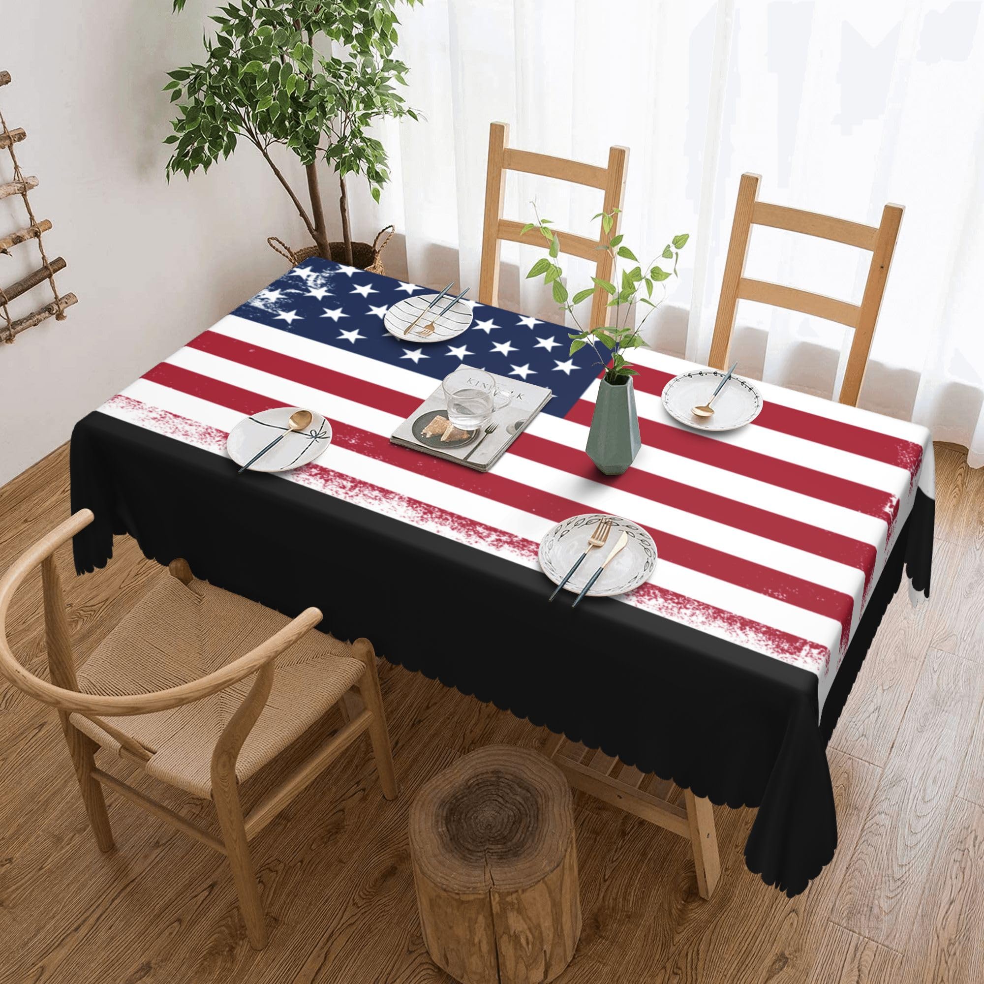 American Design Pattern Tablecloths Polyester Table Cloth for Kitchen Dinning Table Washable Table Cover for Parties Wedding Picnic 54x72in