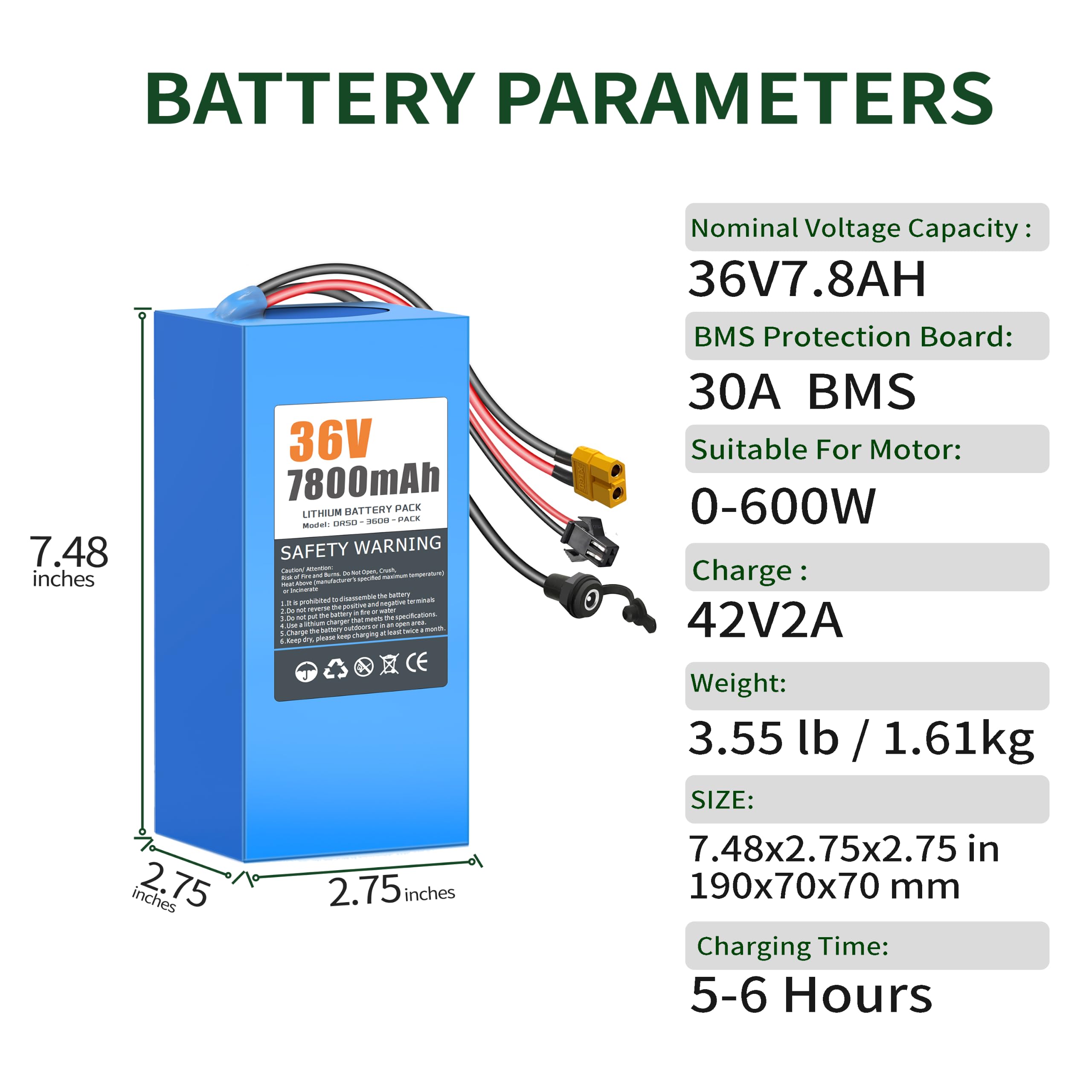 Amazon.com: SOLLVIE 36V7.8Ah Lithium Battery Pack, Built-in 30A Amazon.com: SOLLVIE 36V7.8Ah Lithium Battery Pack, Built-in 30A